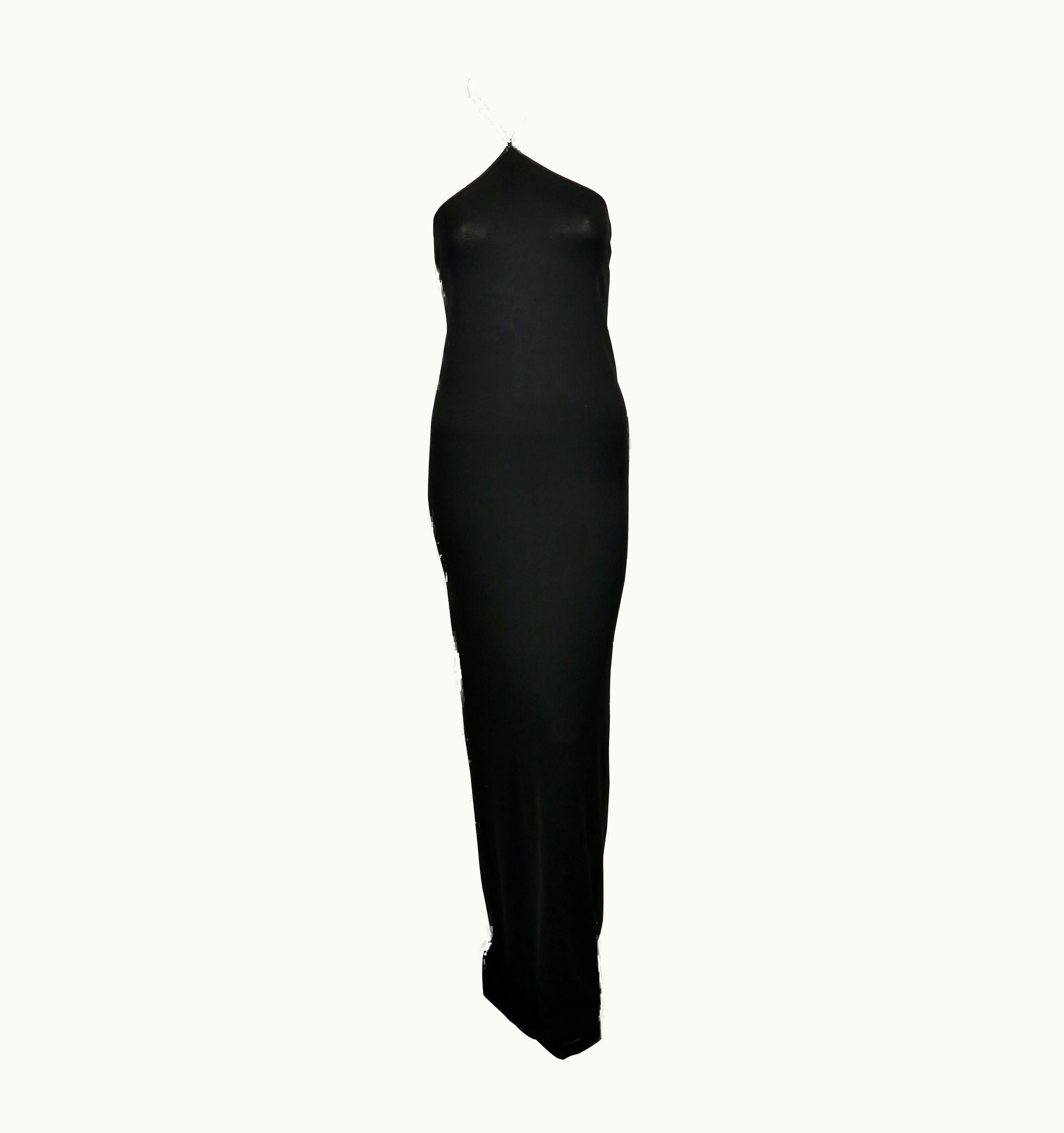 Gucci Tom Ford For Gucci Black Jersey Halter Gown With Black Crystal 'g' Clasp