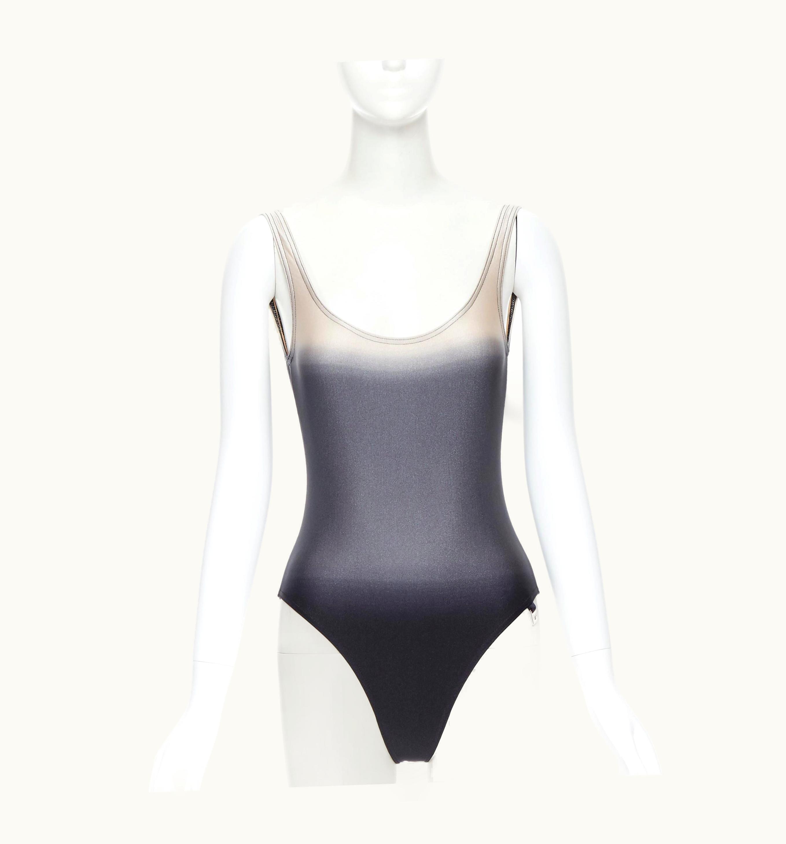 Gucci Gucci Tom Ford Grey Black Ombre Gradient Scoop Back G Charm Swimsuit Body Top
