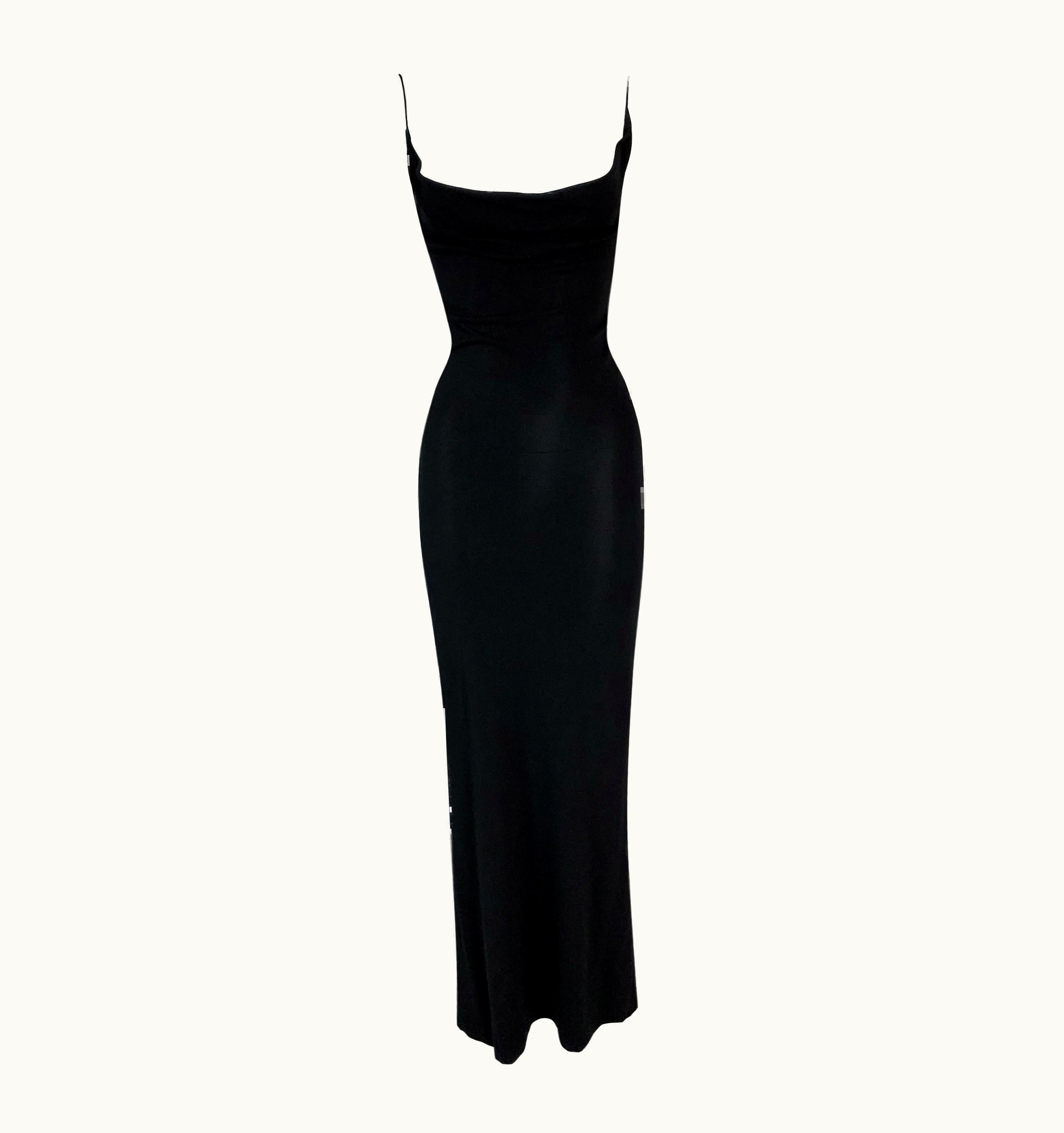 Gucci 1997 Gucci By Tom Ford Black Slinky Draped Long Dress