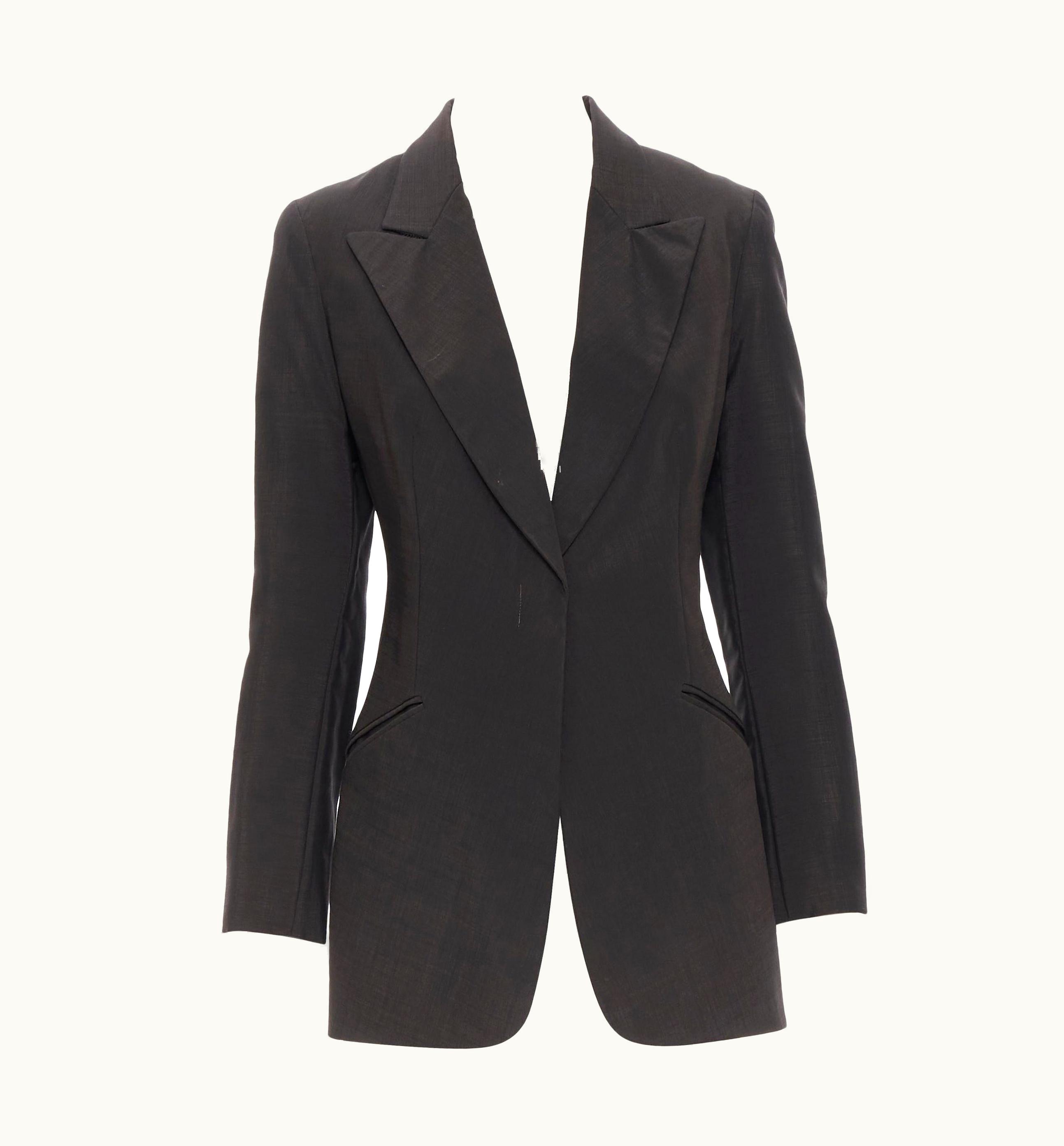 Gucci Vintage Gucci Tom For 1997 Brown Mohair Wool Peak Lapel Blazer