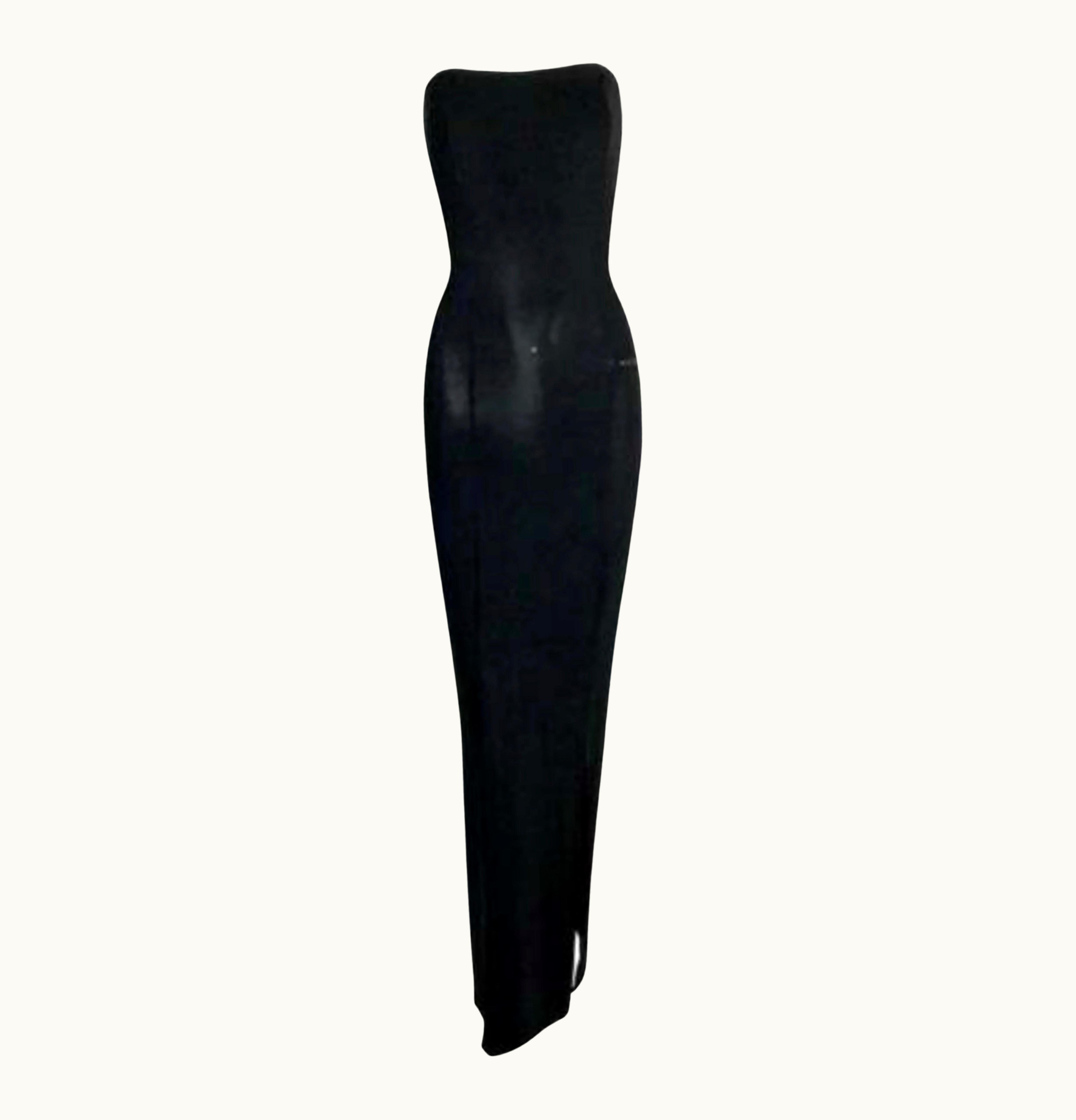 Gucci 1998 Gucci By Tom Ford Black Strapless Column Gown