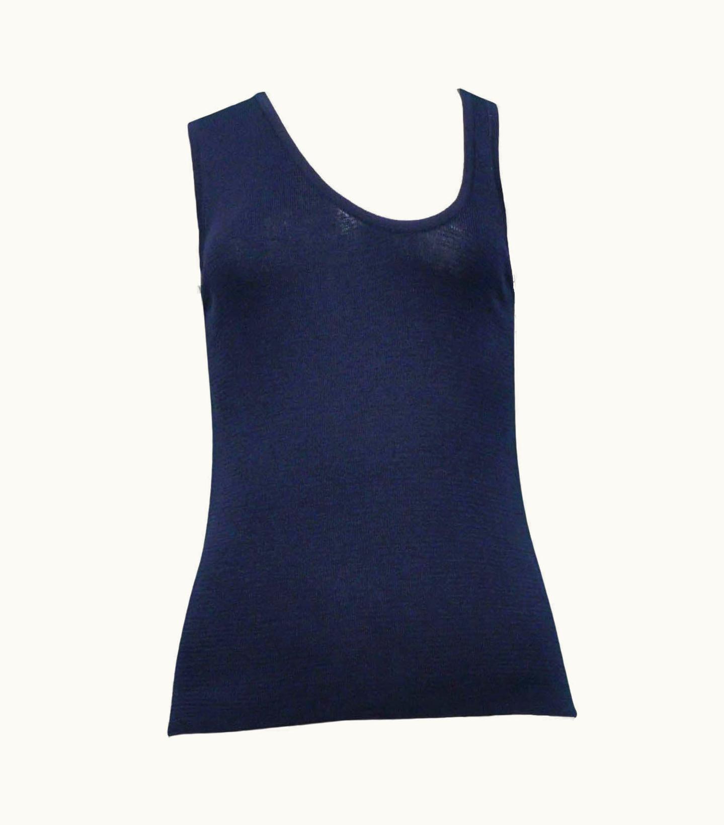 Gucci By Tom Ford 1998 Navy Asymmetrical Woven Tank Top