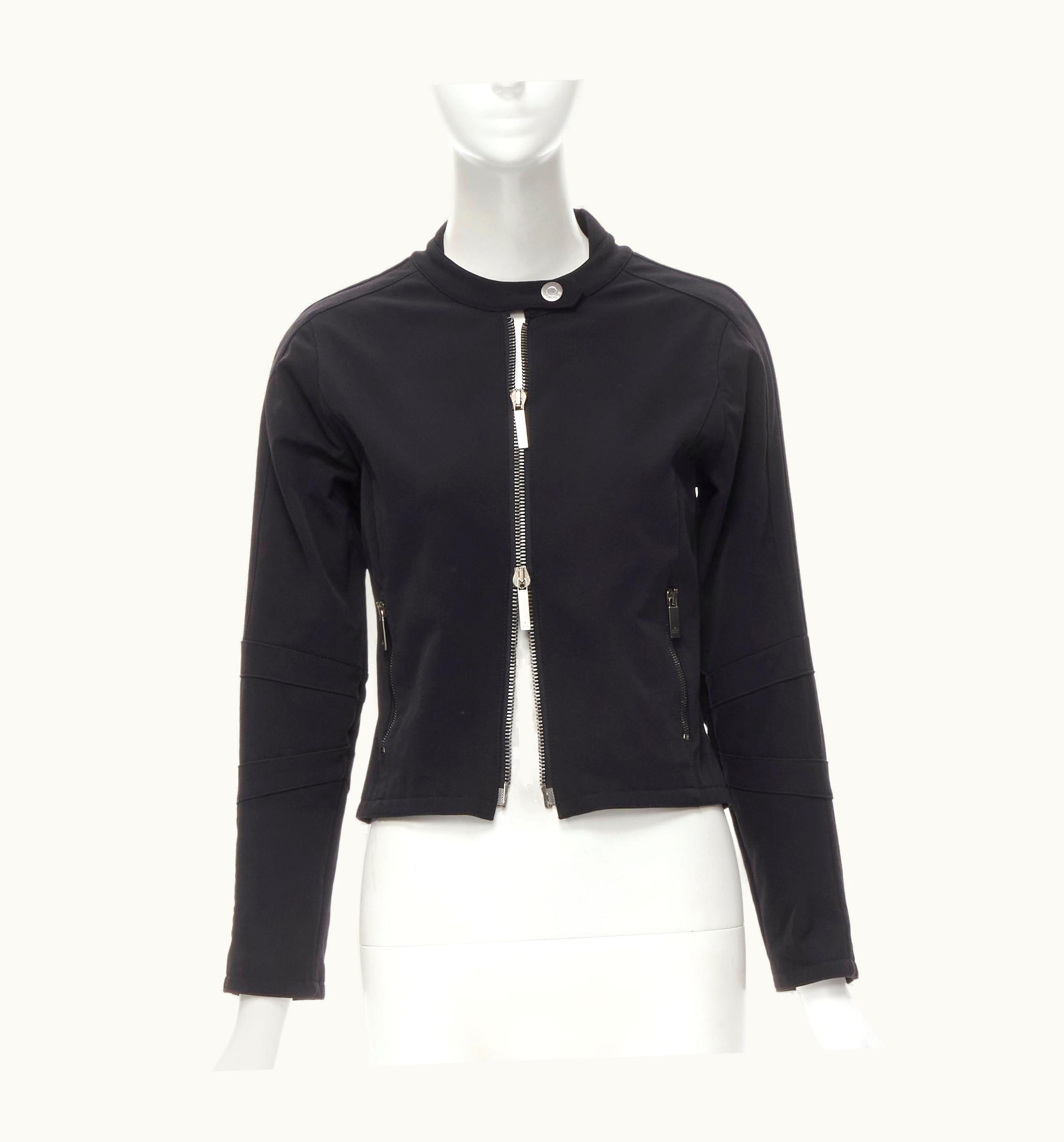 Gucci Vintage Gucci Tom Ford 1998 Black Cotton Ribbed Sleeve Biker Jacket