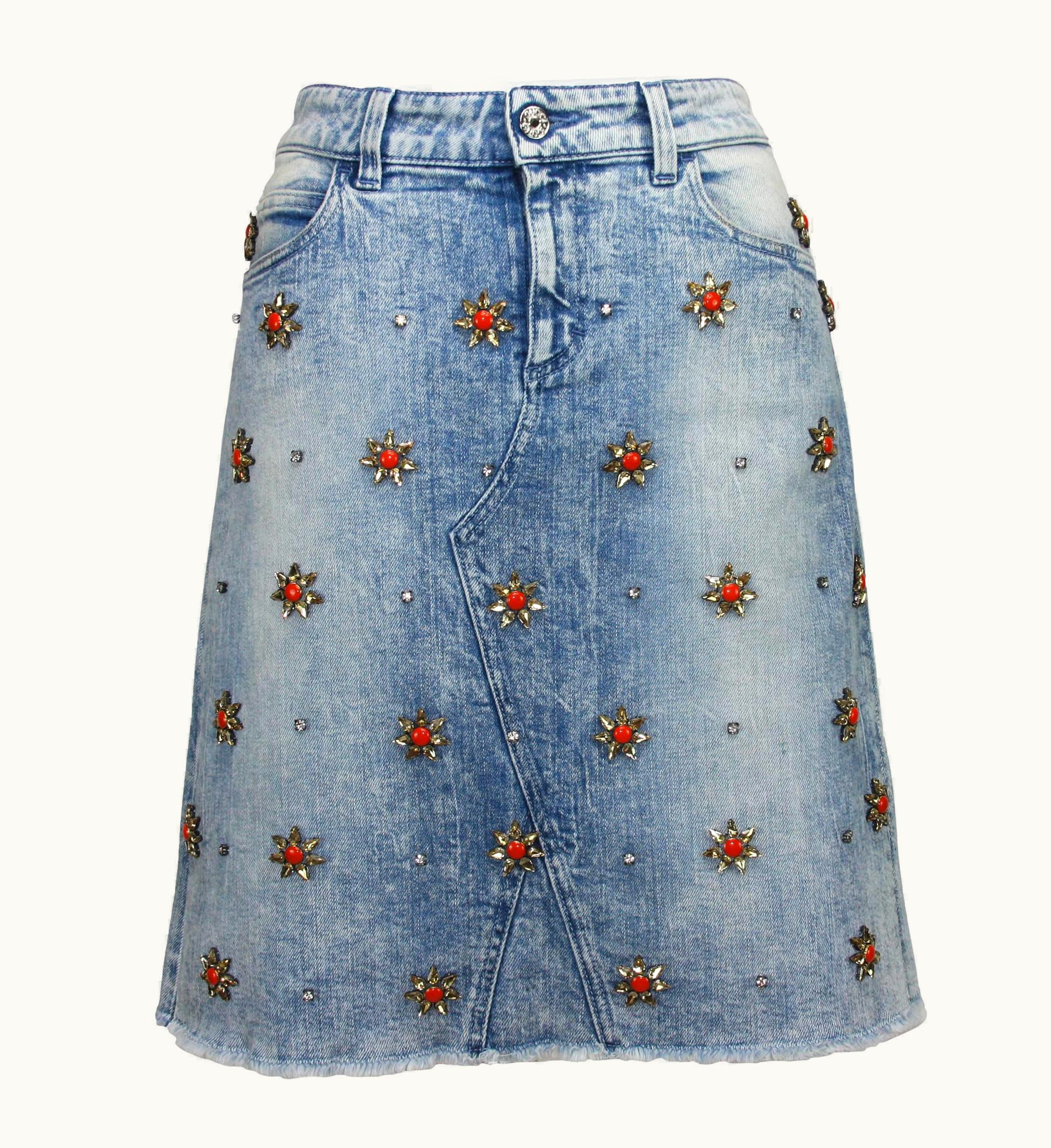 Gucci Crystal-Embellished Stretch Denim Skirt Recreated After 1999