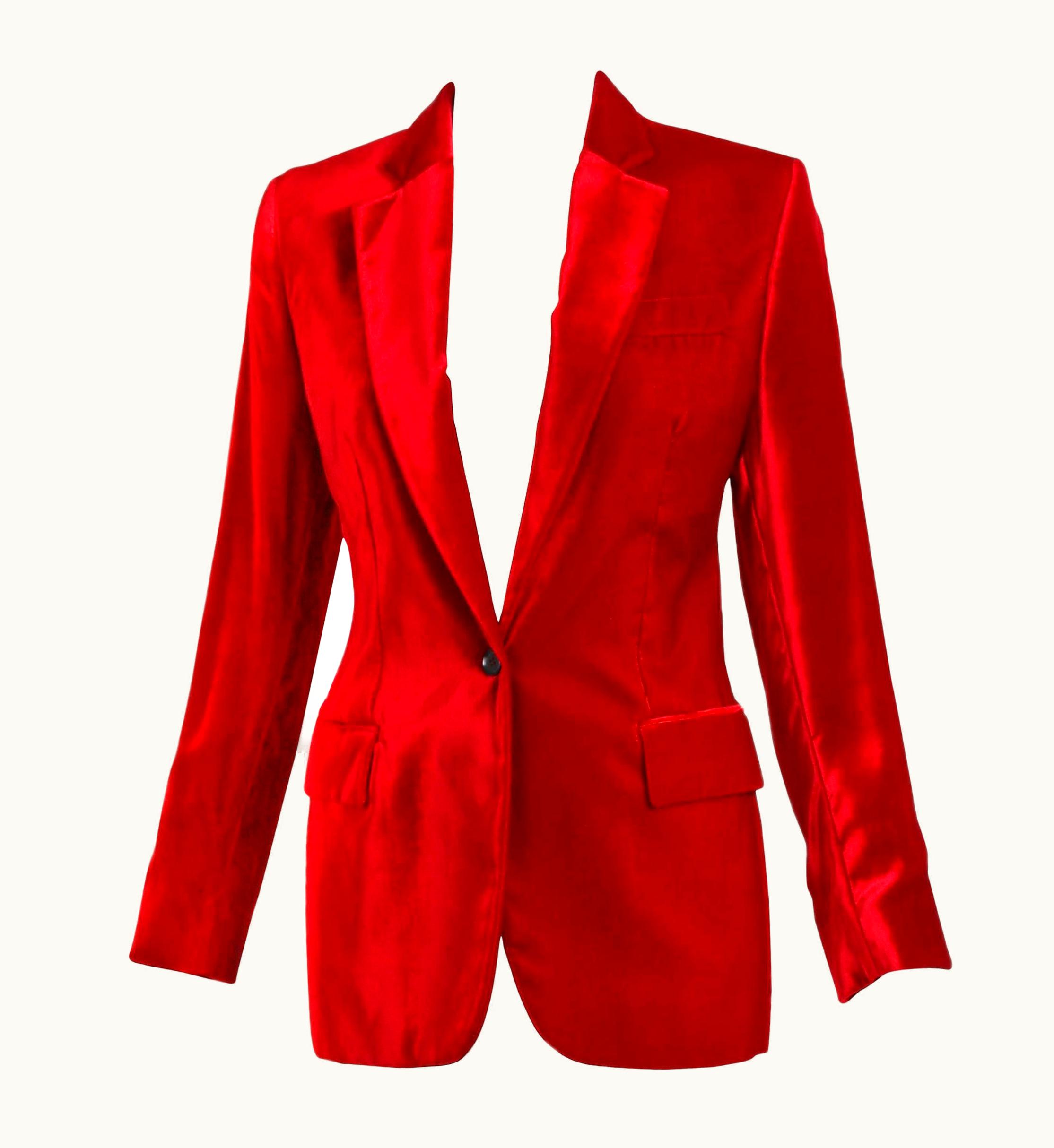 Gucci 1999 Gucci By Tom Ford Red Velvet Slim Jacket Blazer