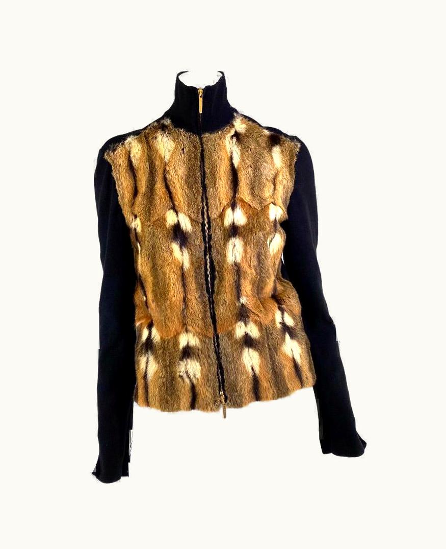 Gucci AW 2000 Gucci By Tom Ford Infamous Hamster Fur Zip Cardigan Sweater