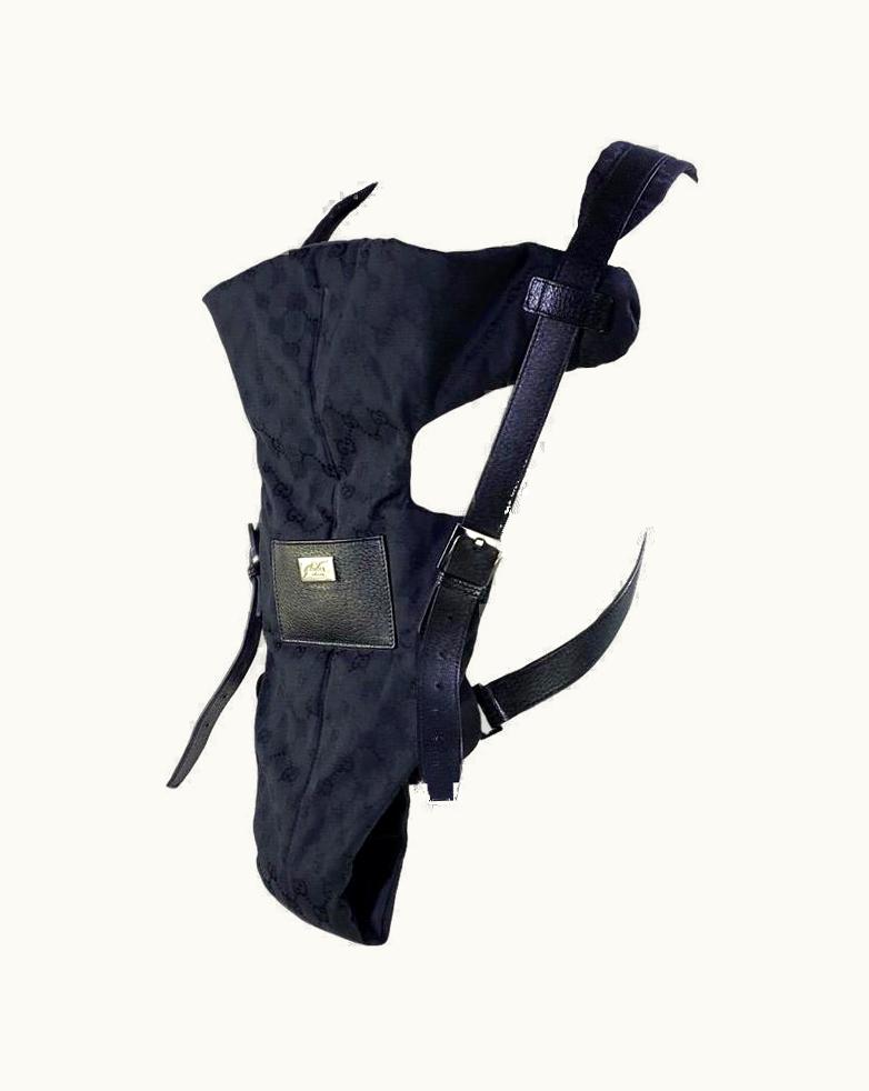 Gucci AW 2000 Gucci By Tom Ford Black Gg Monogram Baby Carrier Vintage Y2k