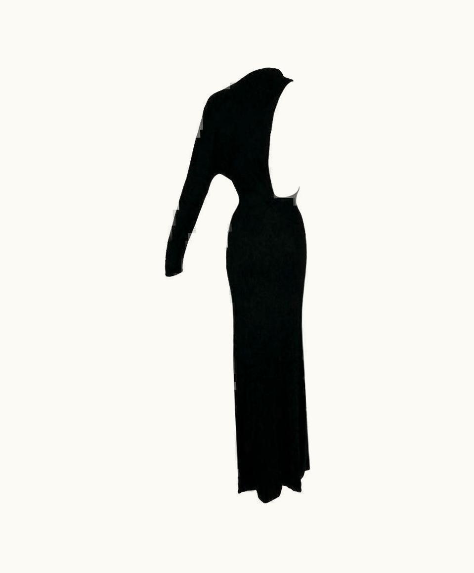 Gucci S/S 2000 Gucci By Tom Ford Runway Black Plunging One Arm Gown Dress