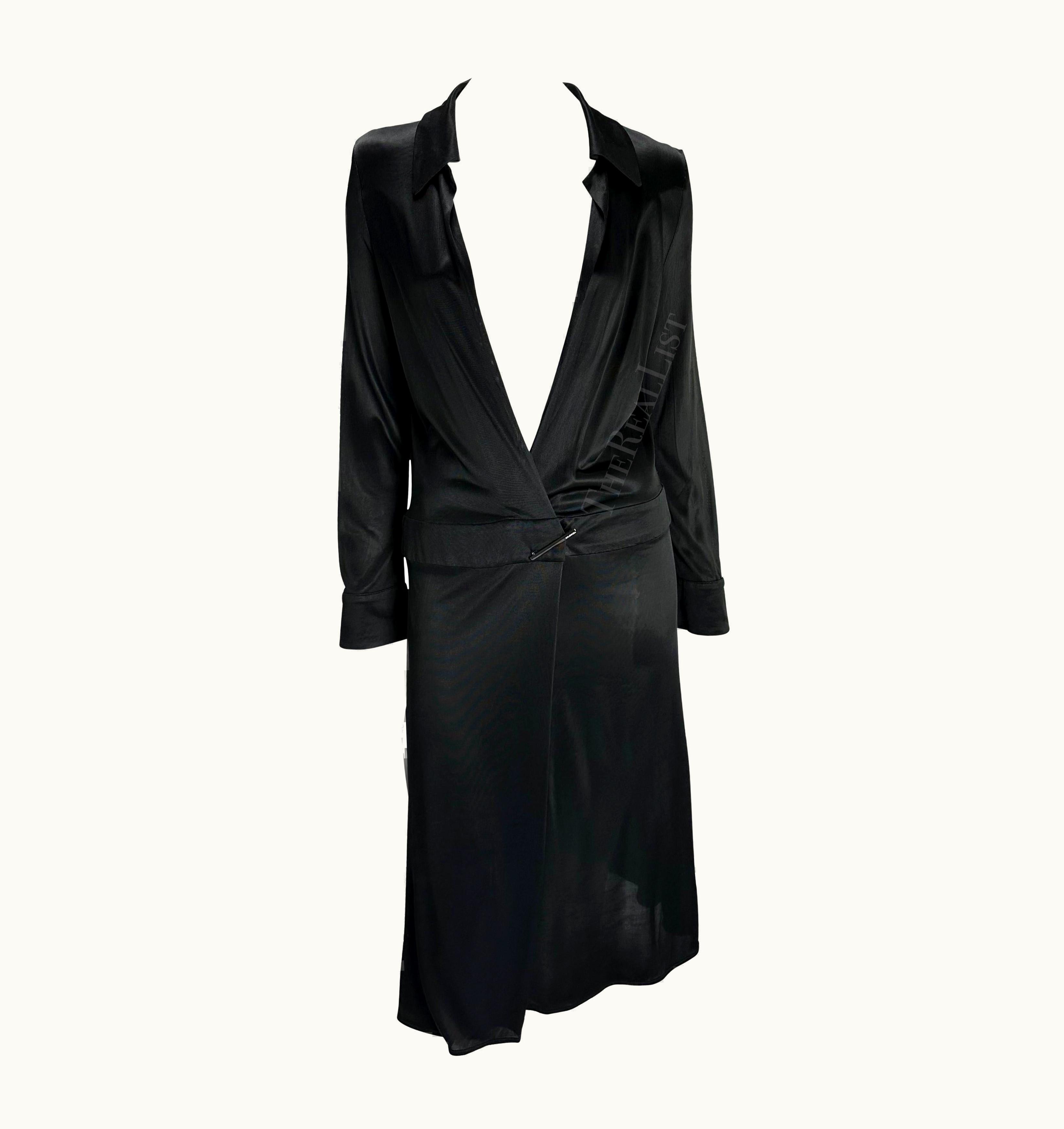 Gucci S/S 2000 Gucci By Tom Ford Runway Plunging Neckline Black Viscose Runway Dress