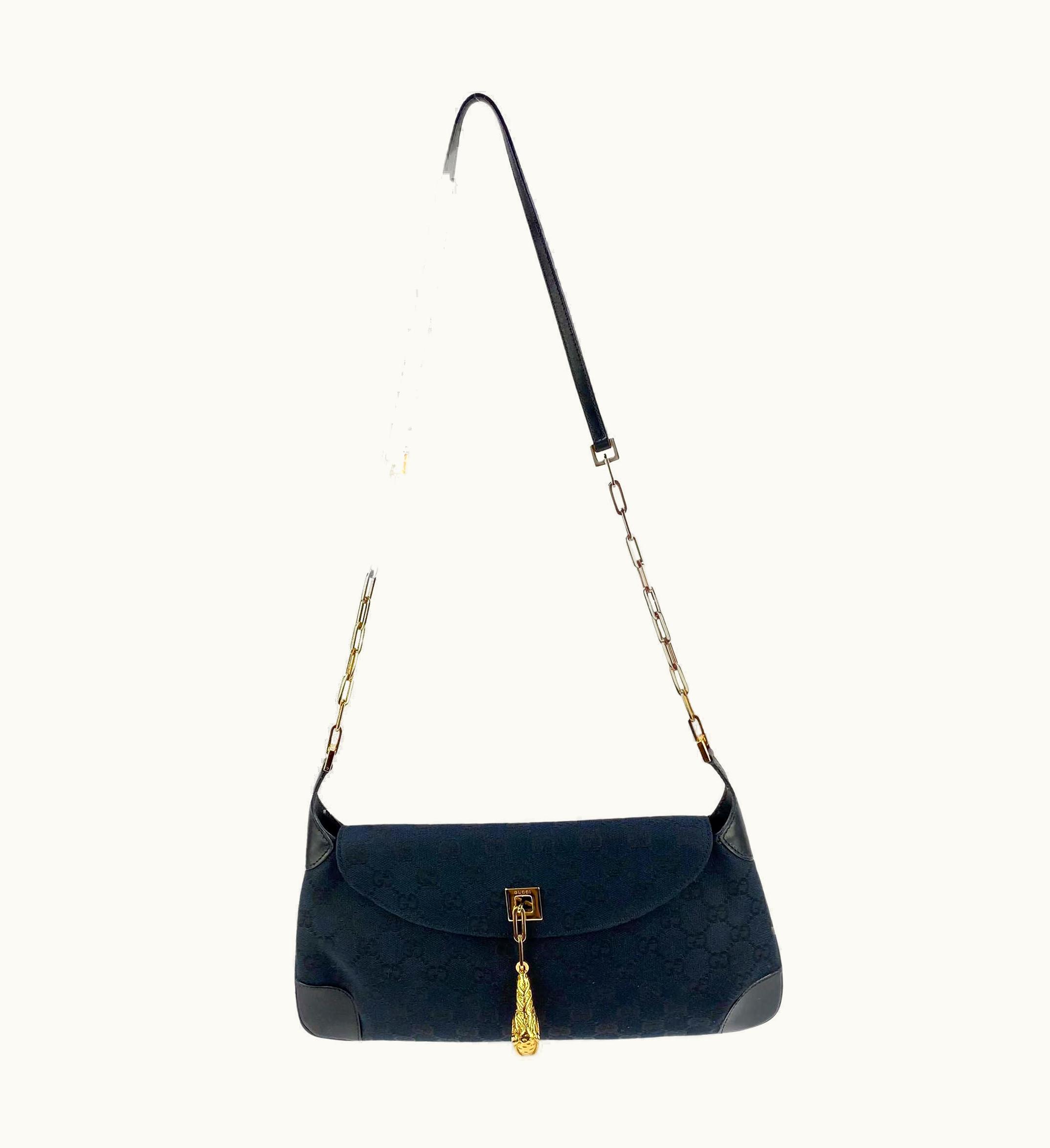 Gucci AW 2000 Gucci By Tom Ford Black 'gg' Crossbody Dionysus Tiger Bag