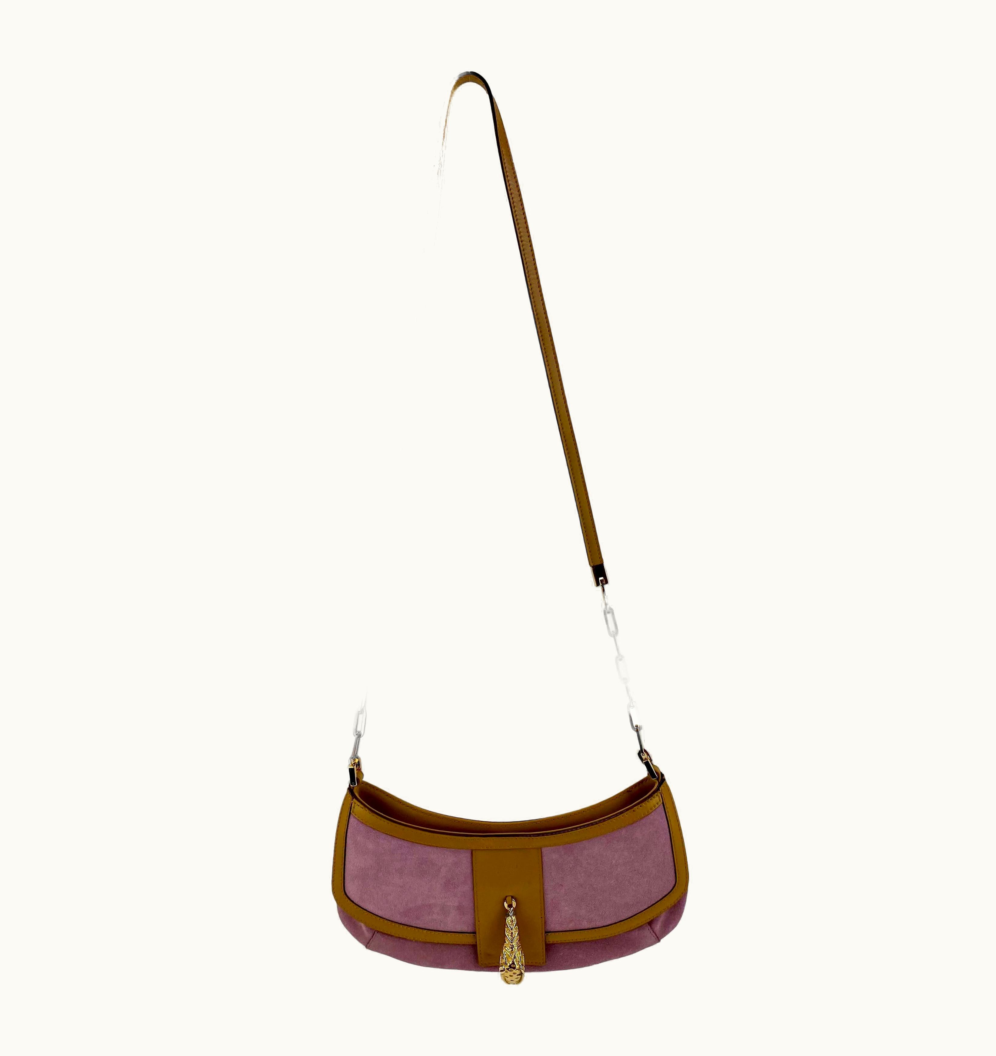 Gucci AW 2000 Gucci By Tom Ford Pink Suede Dionysus Tiger Crossbody Bag