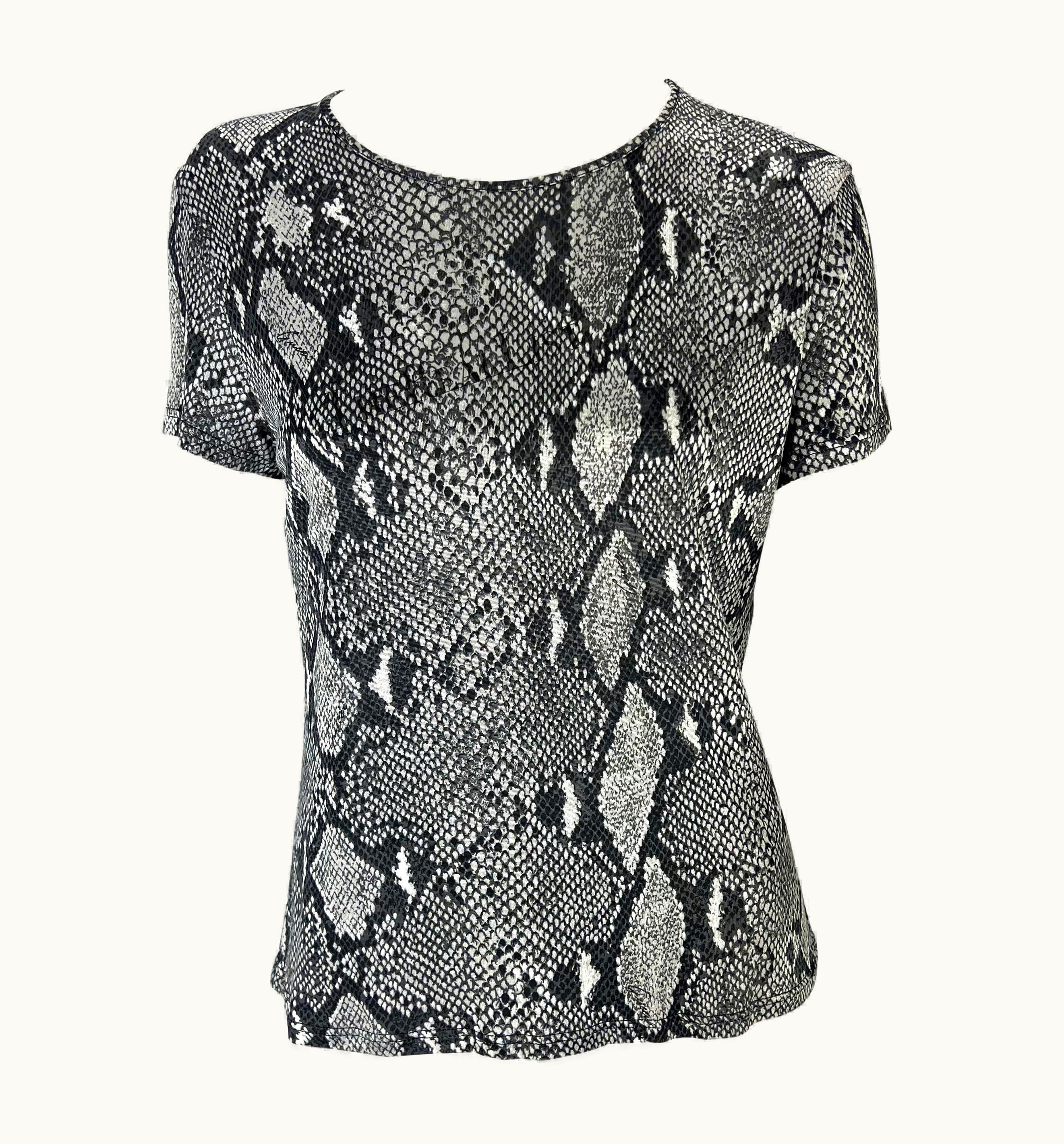 Gucci S/S 2000 Gucci By Tom Ford Black White Snake Logo Print Viscose T-Shirt Y2k UZ0574152
