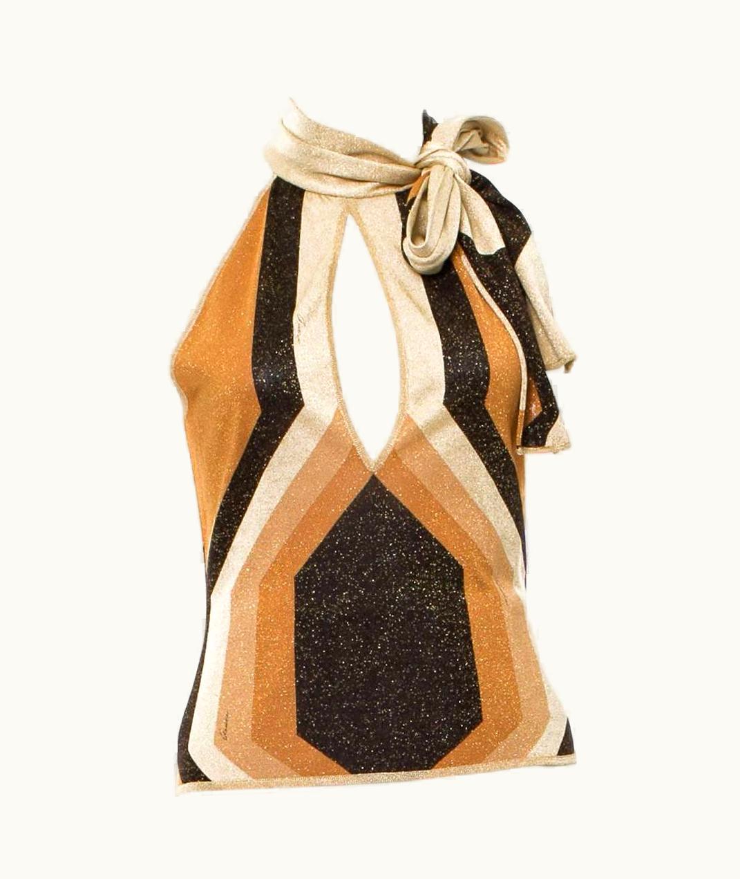 Gucci Tom Ford For Gucci AW 2000 Metallic Kaleidoscope Scarf Tie Halter Top