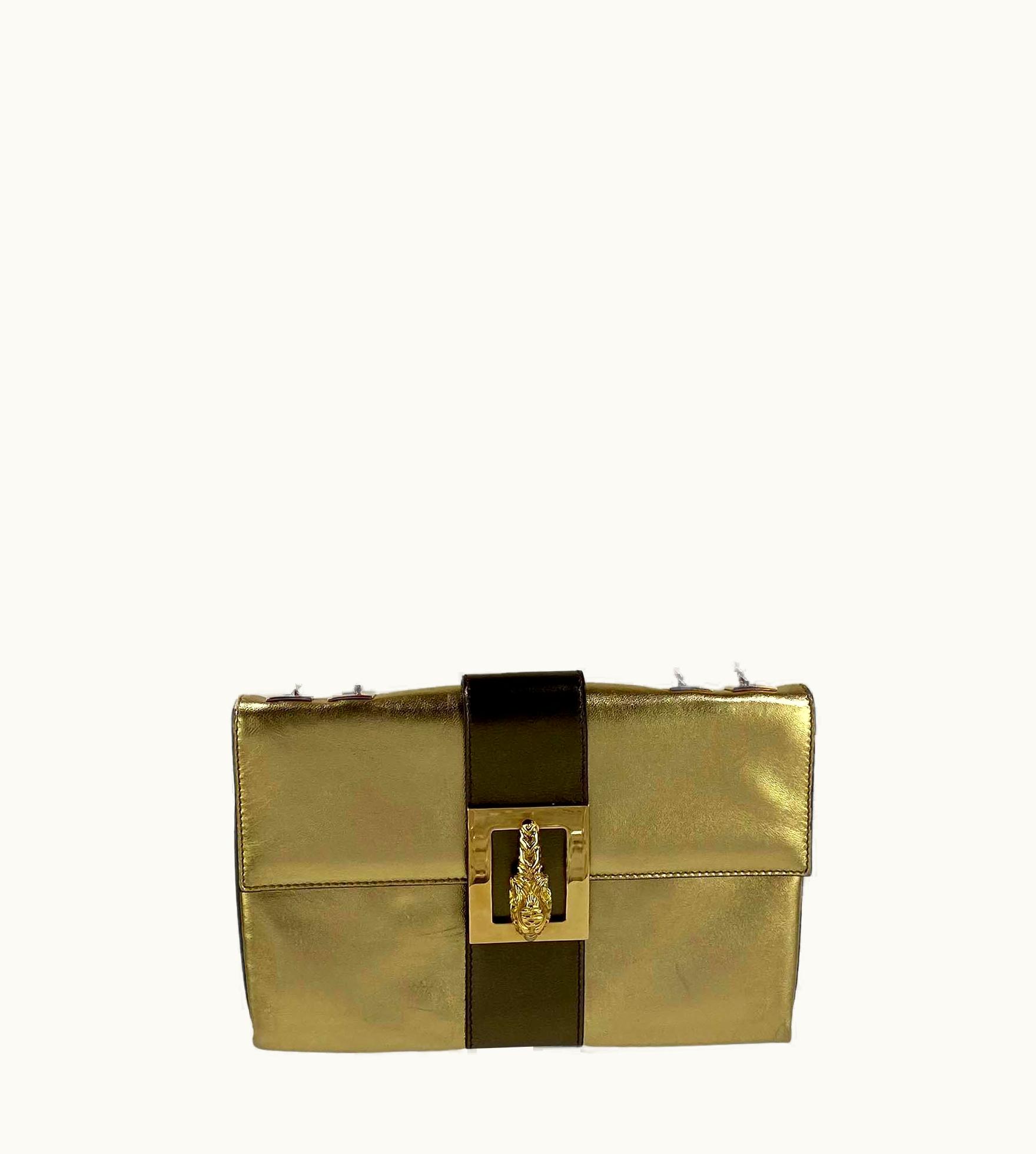 Gucci AW 2000 Gucci By Tom Ford Gold Leather Dionysus Clutch Crossbody Shoulder Bag