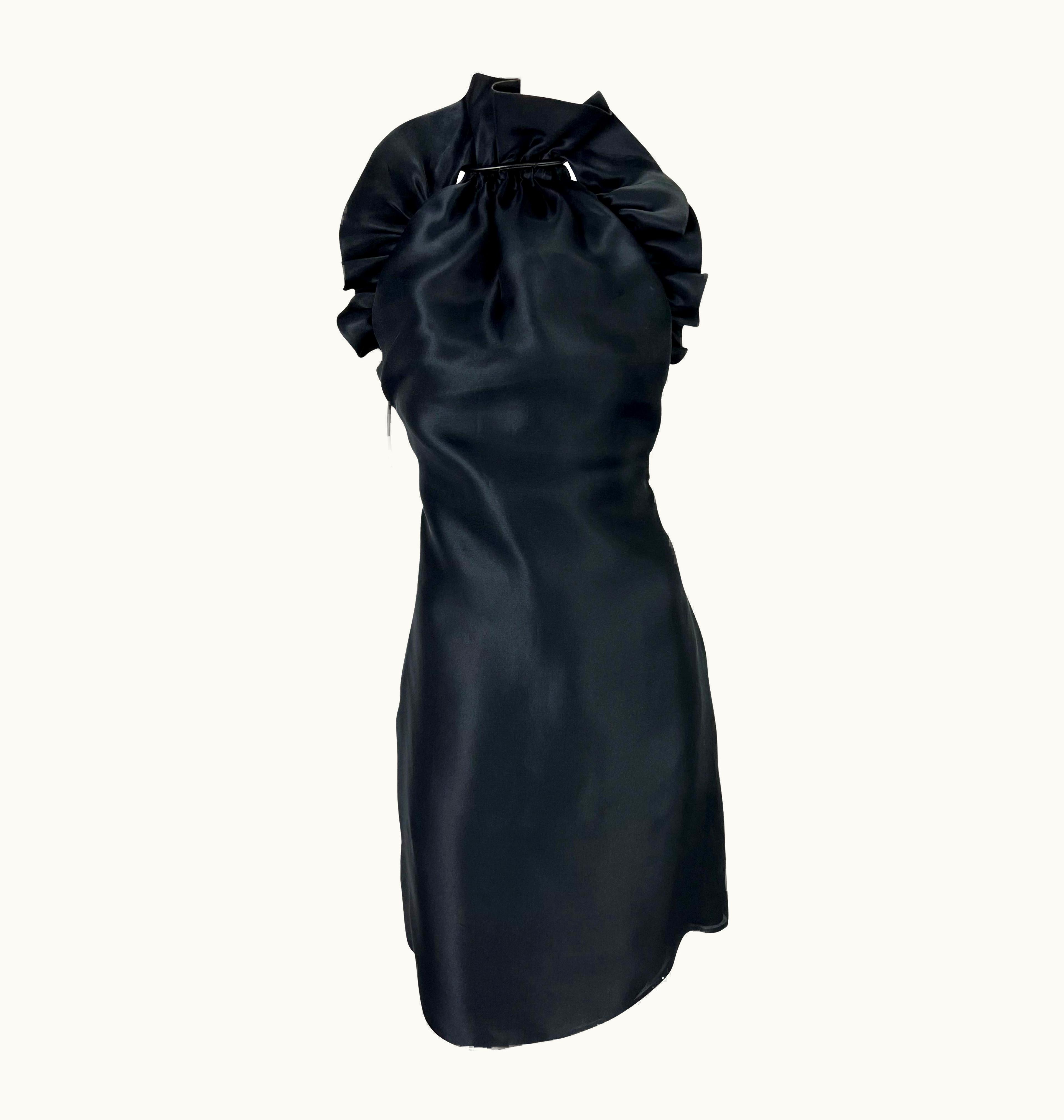 Gucci AW 2000 Gucci By Tom Ford Black Silk Taffeta Backless Ruffle Dress
