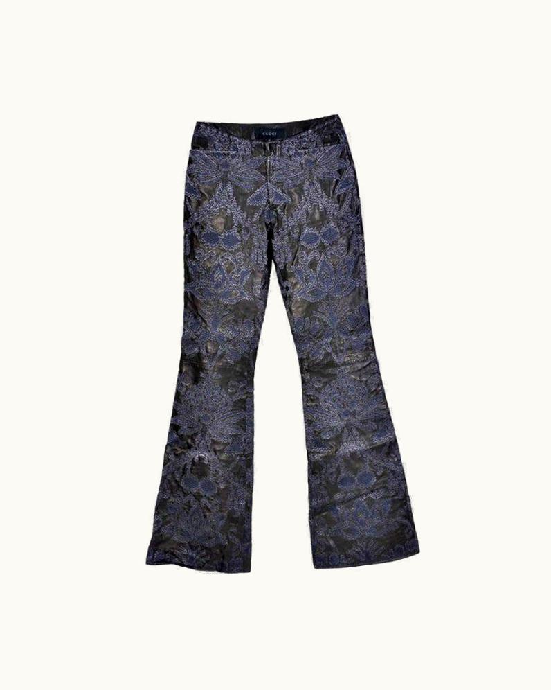 Gucci Vintage S/S 2000 Tom Ford For Gucci Embroidered Leather Pants For Men