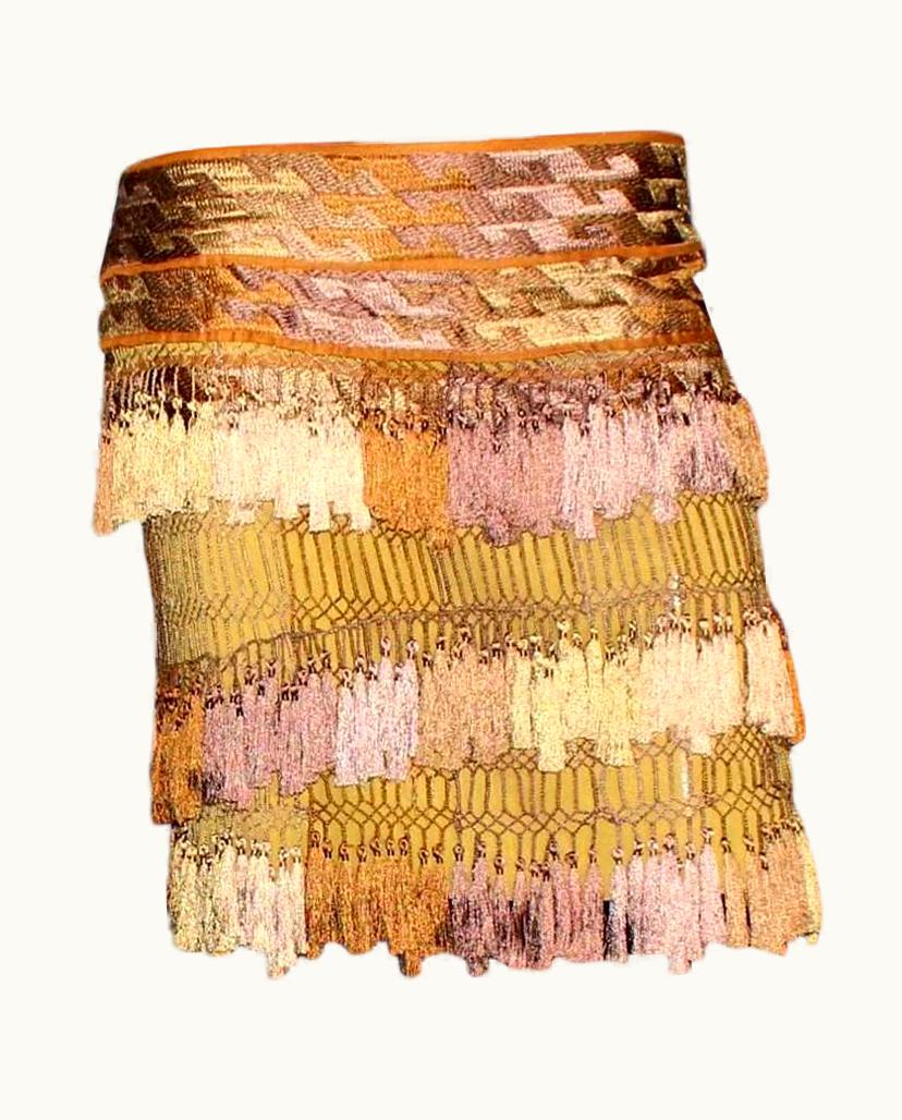 Gucci Ombre Macrame Tassel Silk Embroidery Fringed Skirt