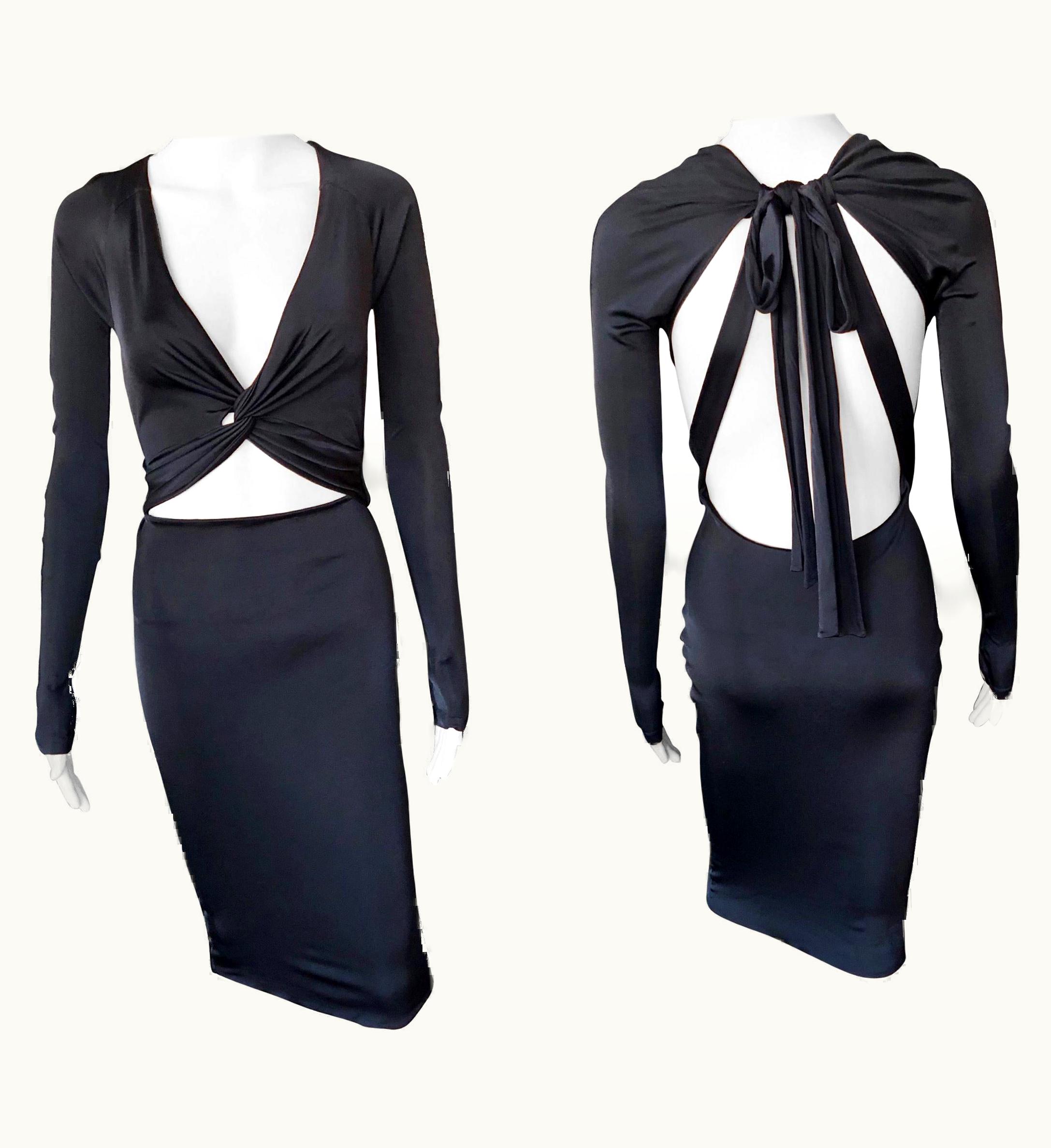 Gucci S/S 2005 Tom Ford Plunging Cutout Backless Bodycon Black Dress UZ0574196