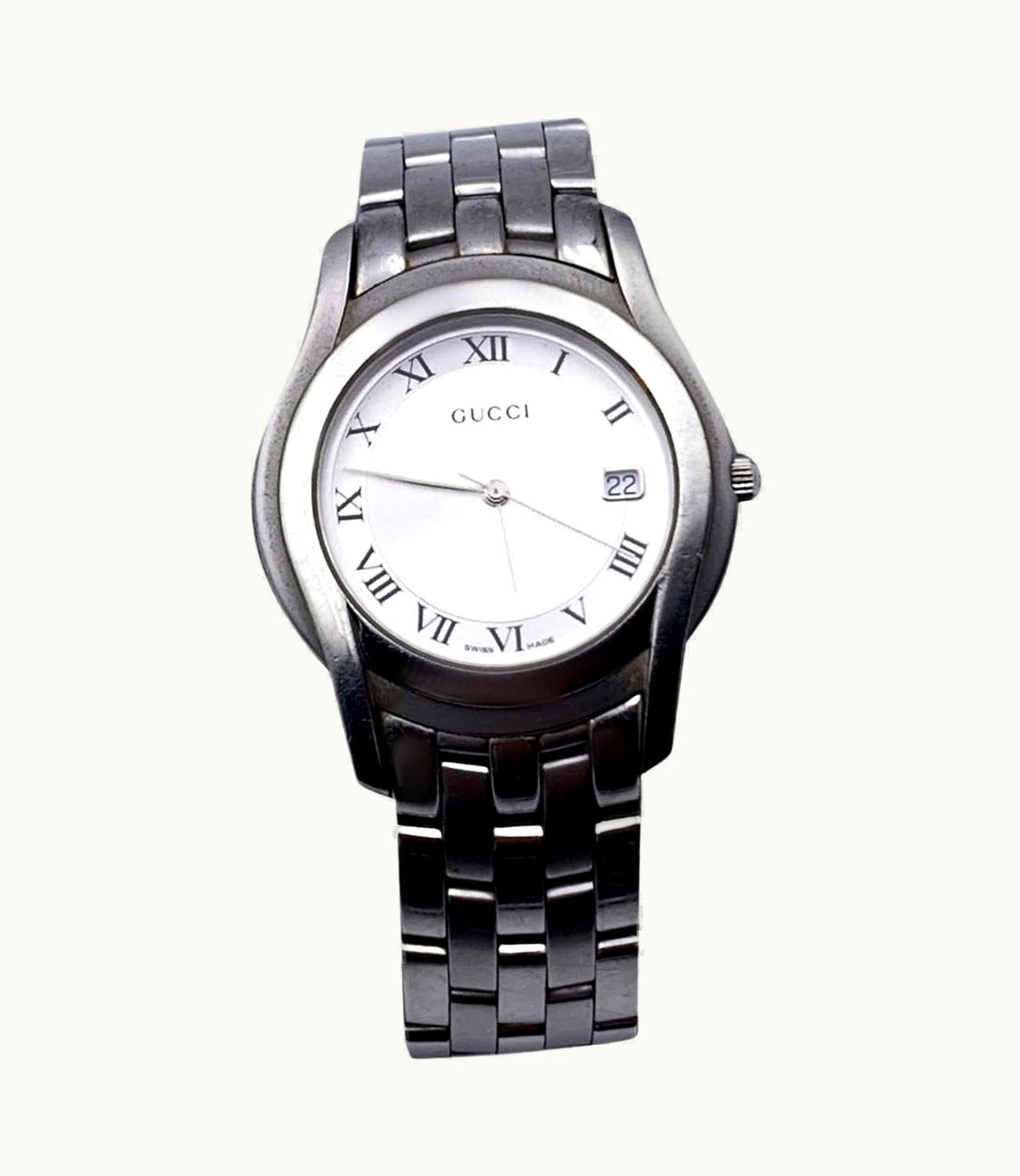 Gucci Stainless Steel 5500 Quartz Wrist Watch Date Indicator