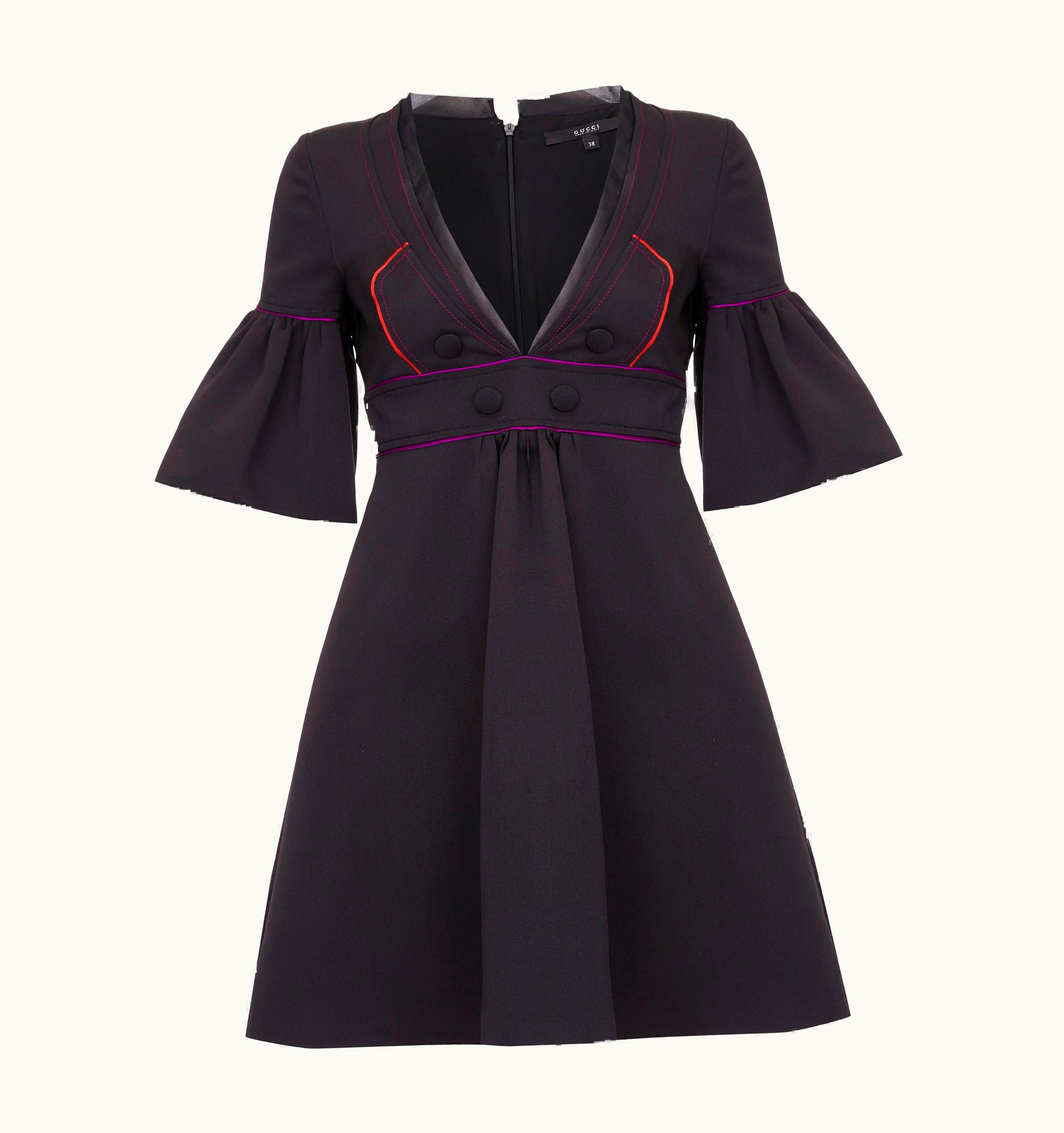 Gucci Runway Documented Gucci Spring/Summer 2007 Black Silk Purple & Orange Dress