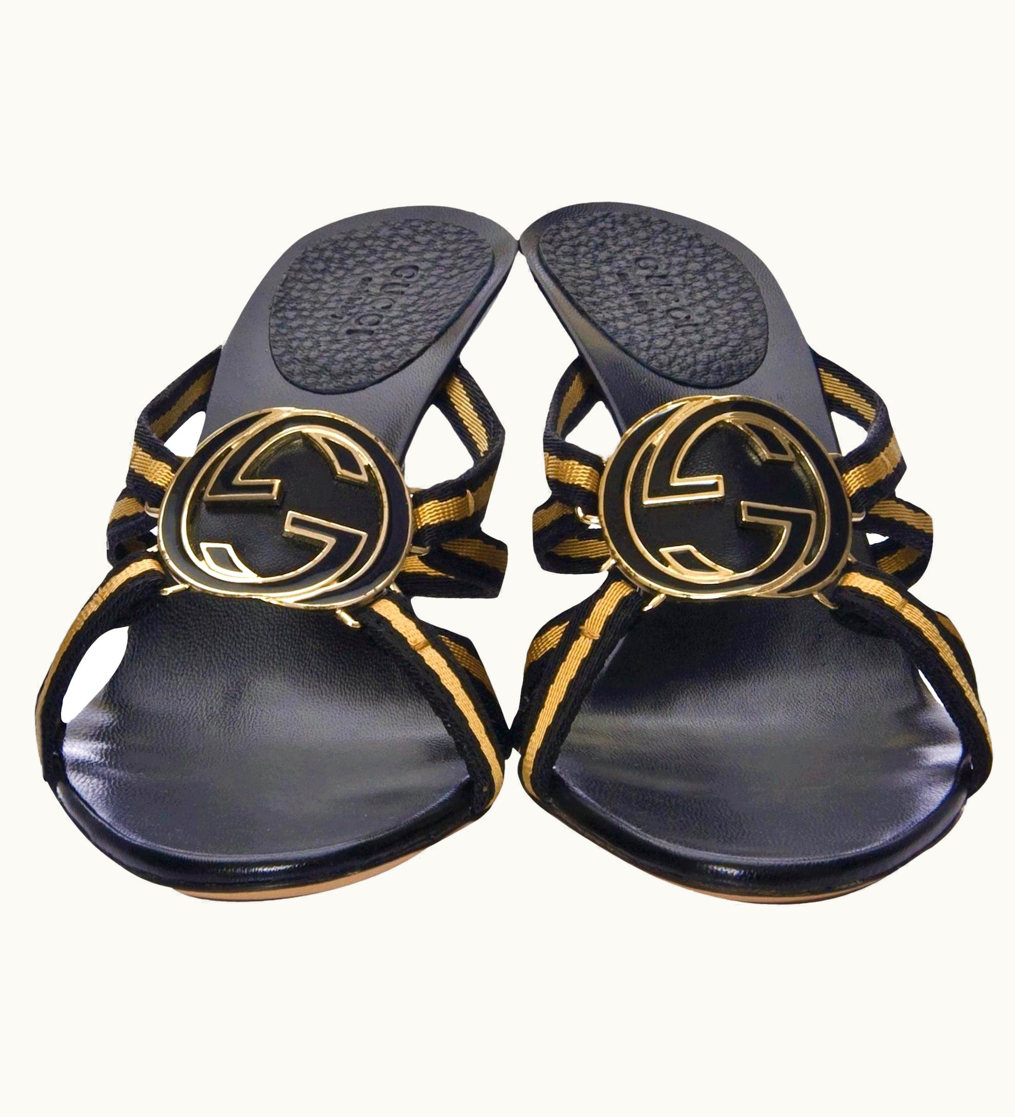 Gucci Tom Ford For Gucci Gg Logo Canvas Mules Heels