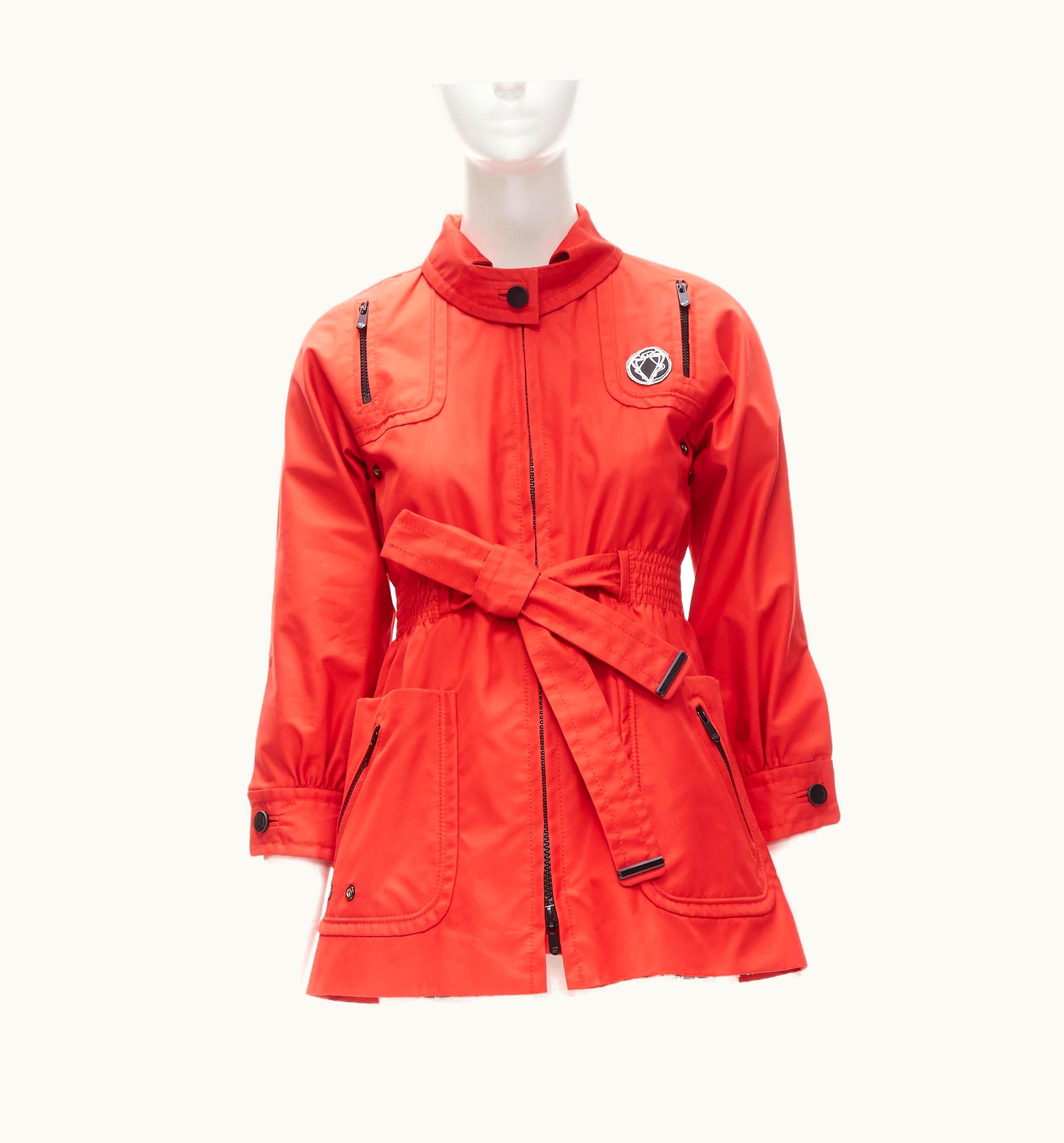 Gucci Red Cotton Elasticised Waist Belted Anorak Parka Jacket