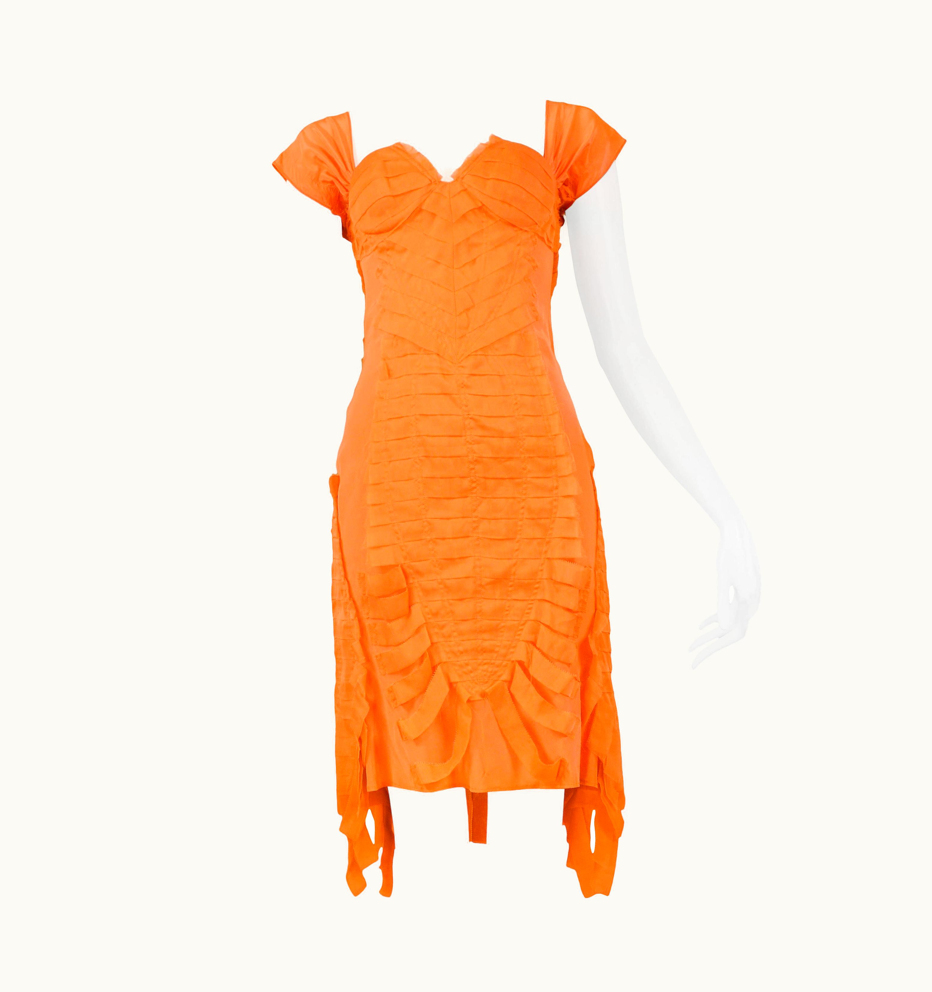 Gucci Vintage Gucci By Tom Ford Orange Silk Cocktail Dress Runway 2004