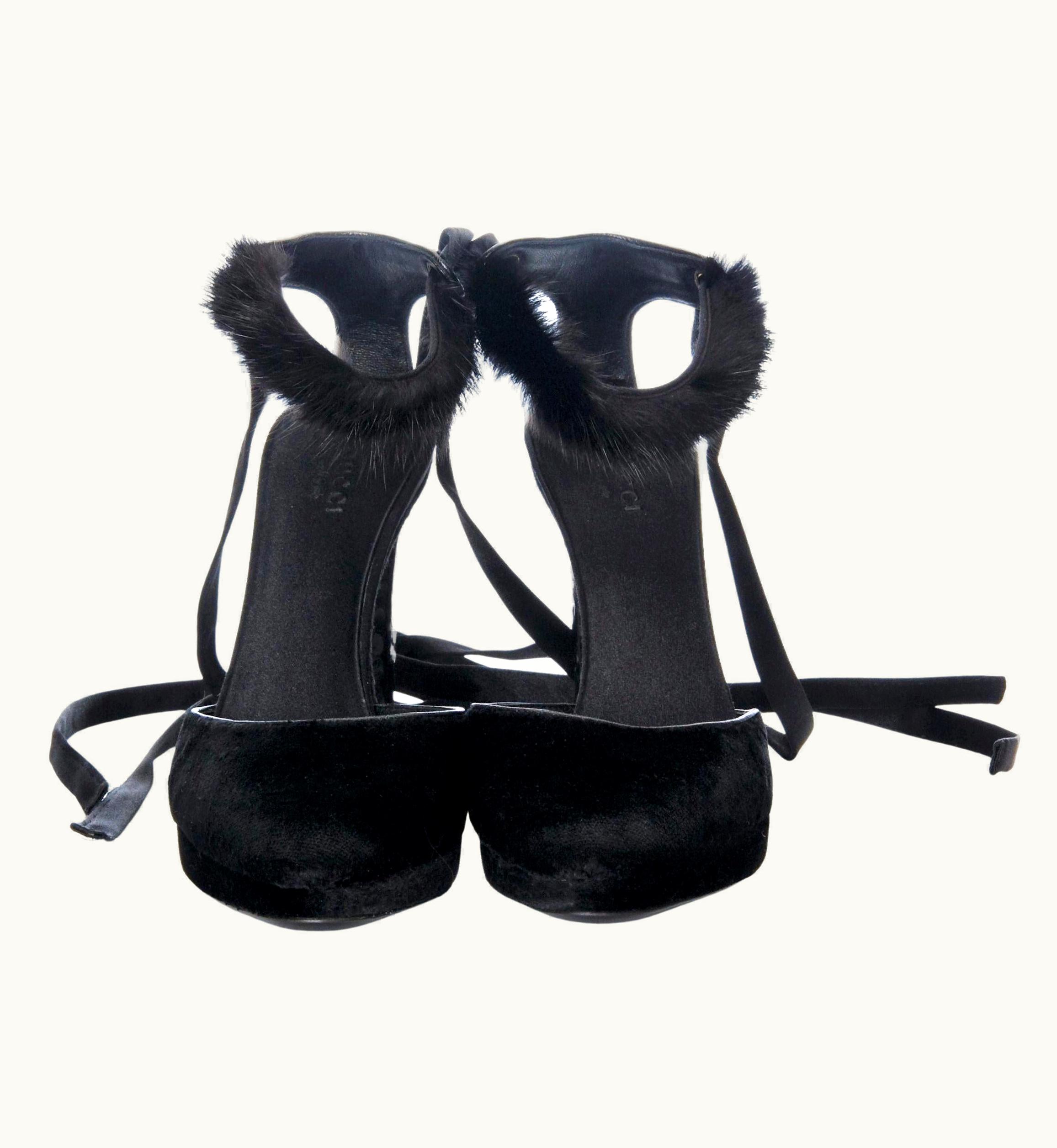 Gucci Tom Ford For Gucci Mink Python Velvet 2004 Final Collection Heels UZ0574225