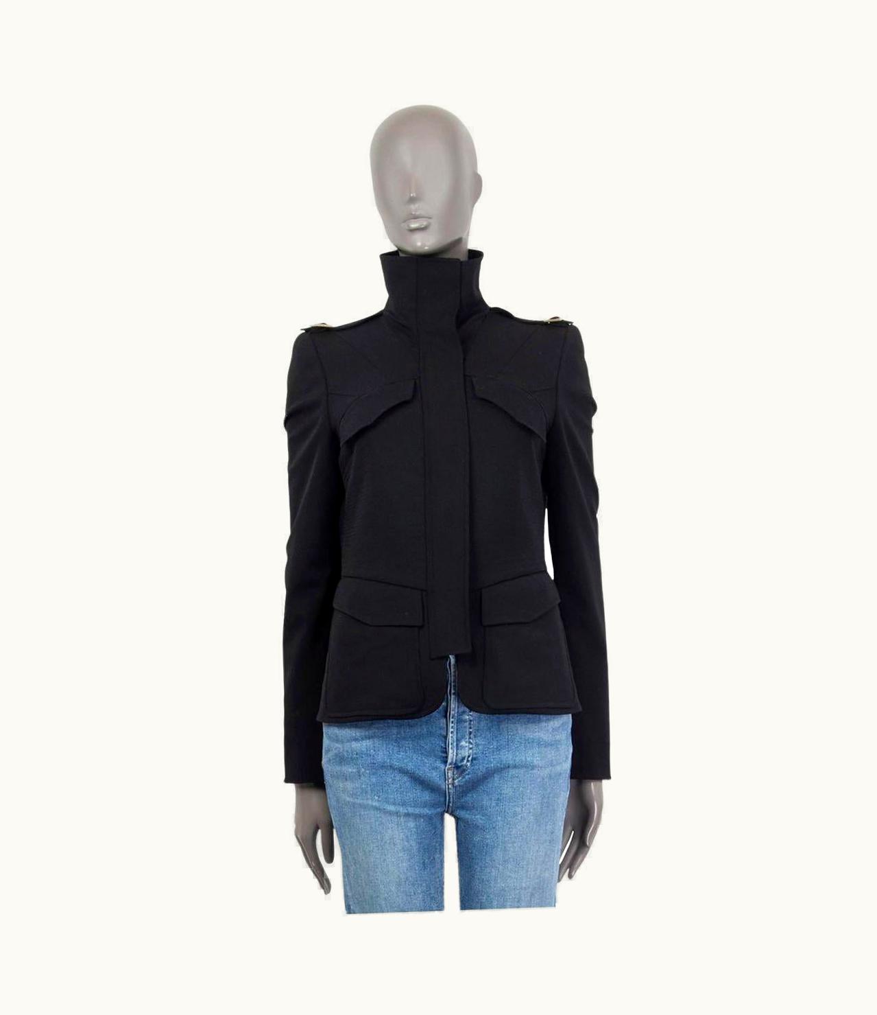 Gucci Black Wool Military Four Pocket Jacket
