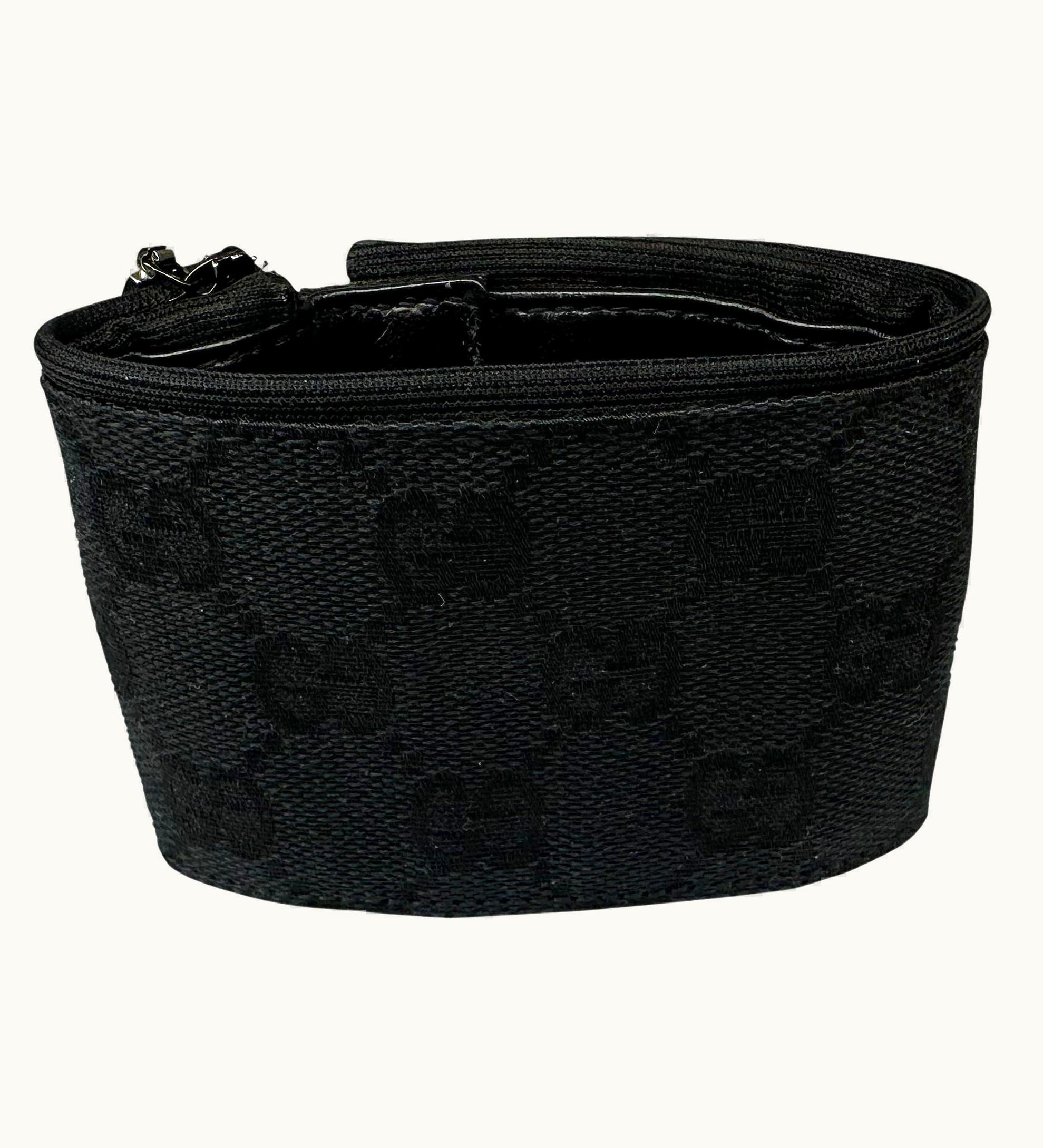 Gucci 2000s Gucci By Tom Ford Black 'gg' Monogram Wrap Pouch Bracelet