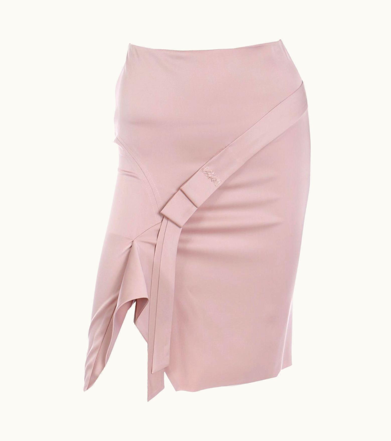 Gucci Tom Ford Gucci Y2k 2000s Asymmetrical Silk Skirt With Ribbon Detail