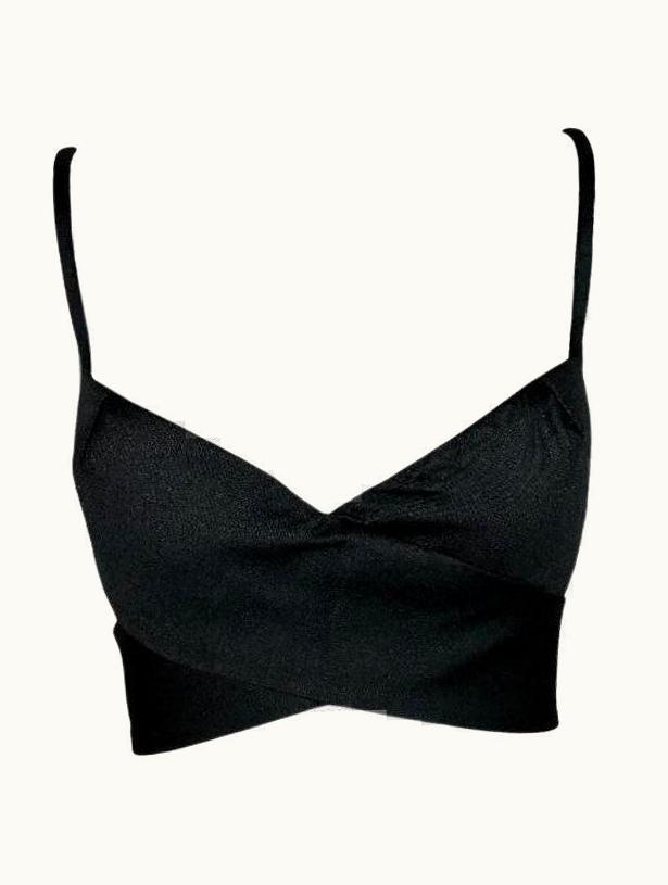 Gucci Nwt S/S 2001 Gucci Tom Ford Runway Black Crop Top Bustier