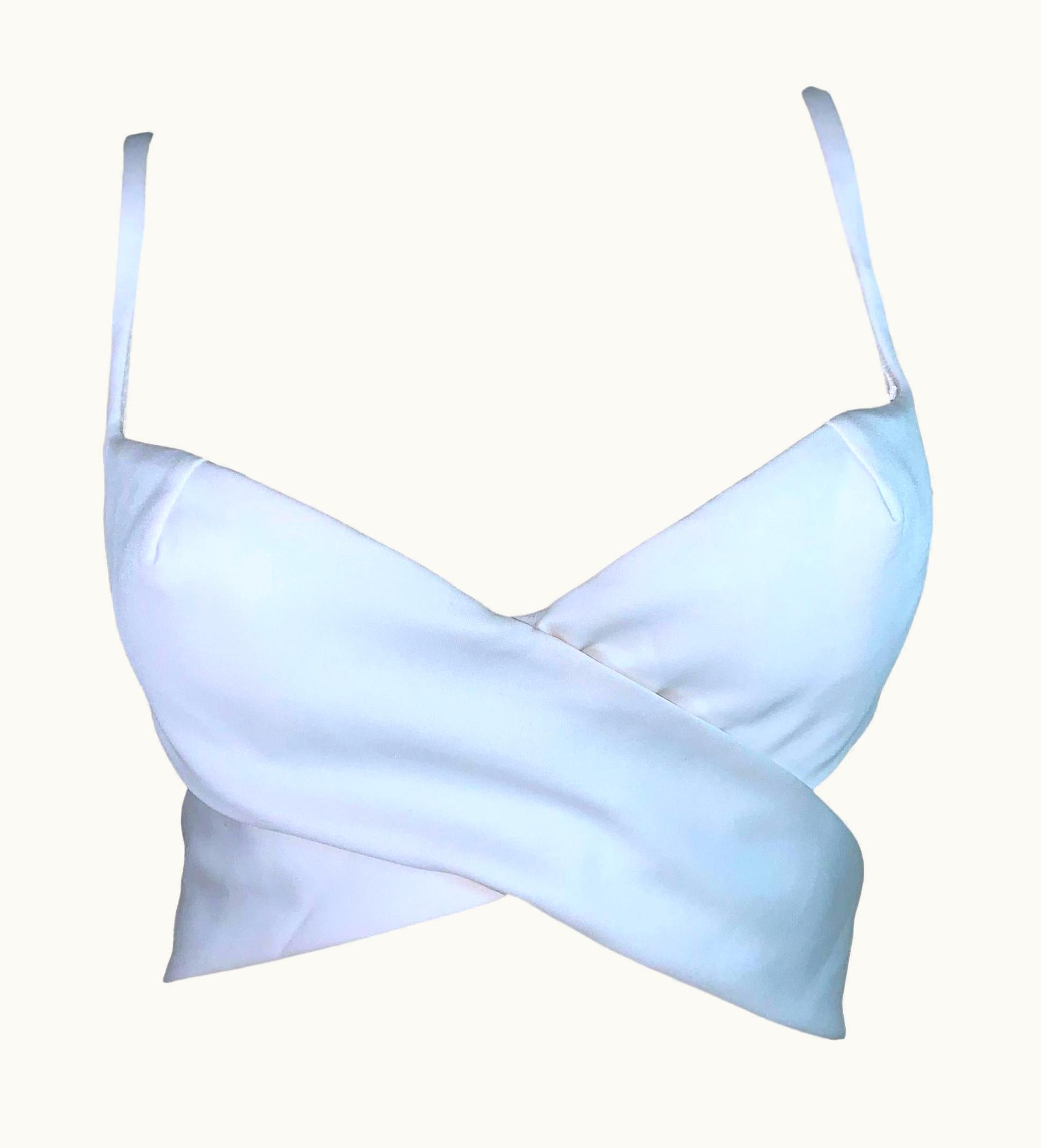 Gucci S/S 2001 Gucci Tom Ford Runway Ivory Wrap Crop Top Bustier