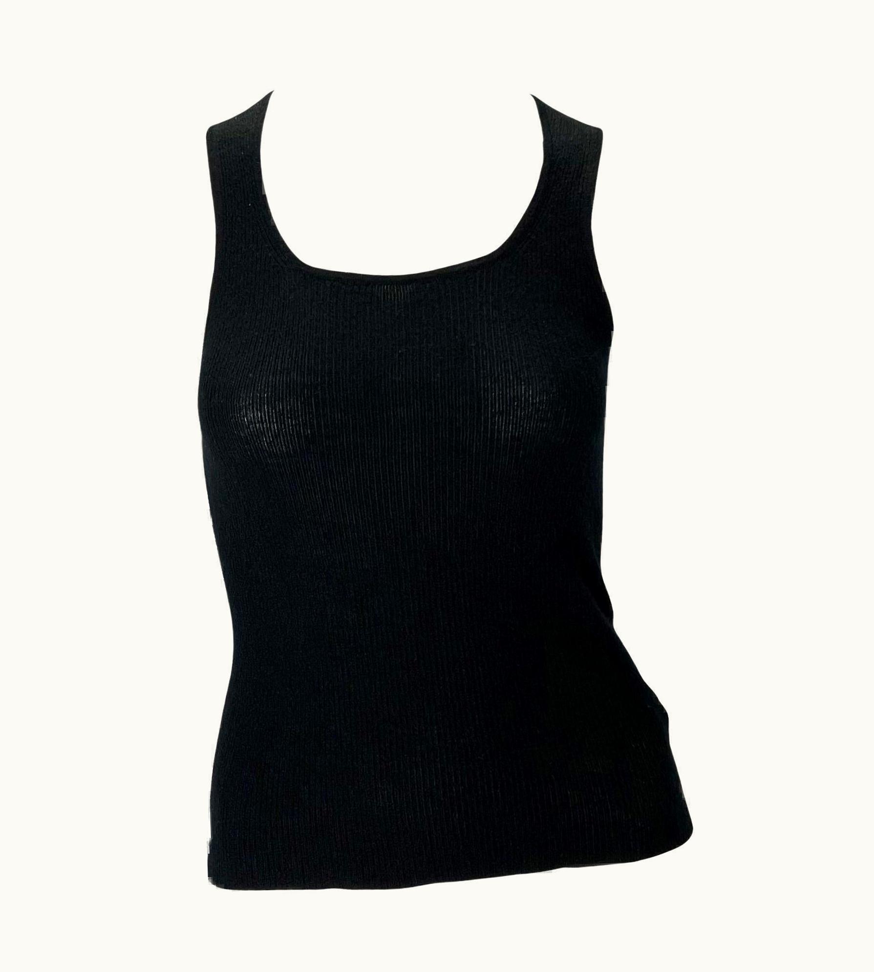 Gucci 2000s Gucci By Tom Ford Black Cashmere Stretch Knit Tank Top Ribbed