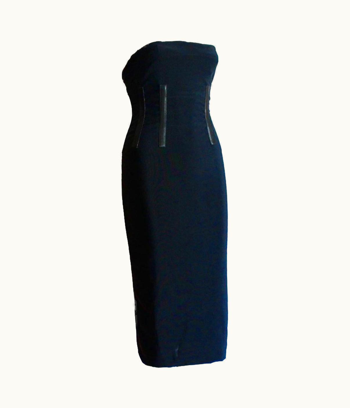 Gucci Black Gucci By Tom Ford 2001 Boned Leather Corset Bodycon Evening Dress