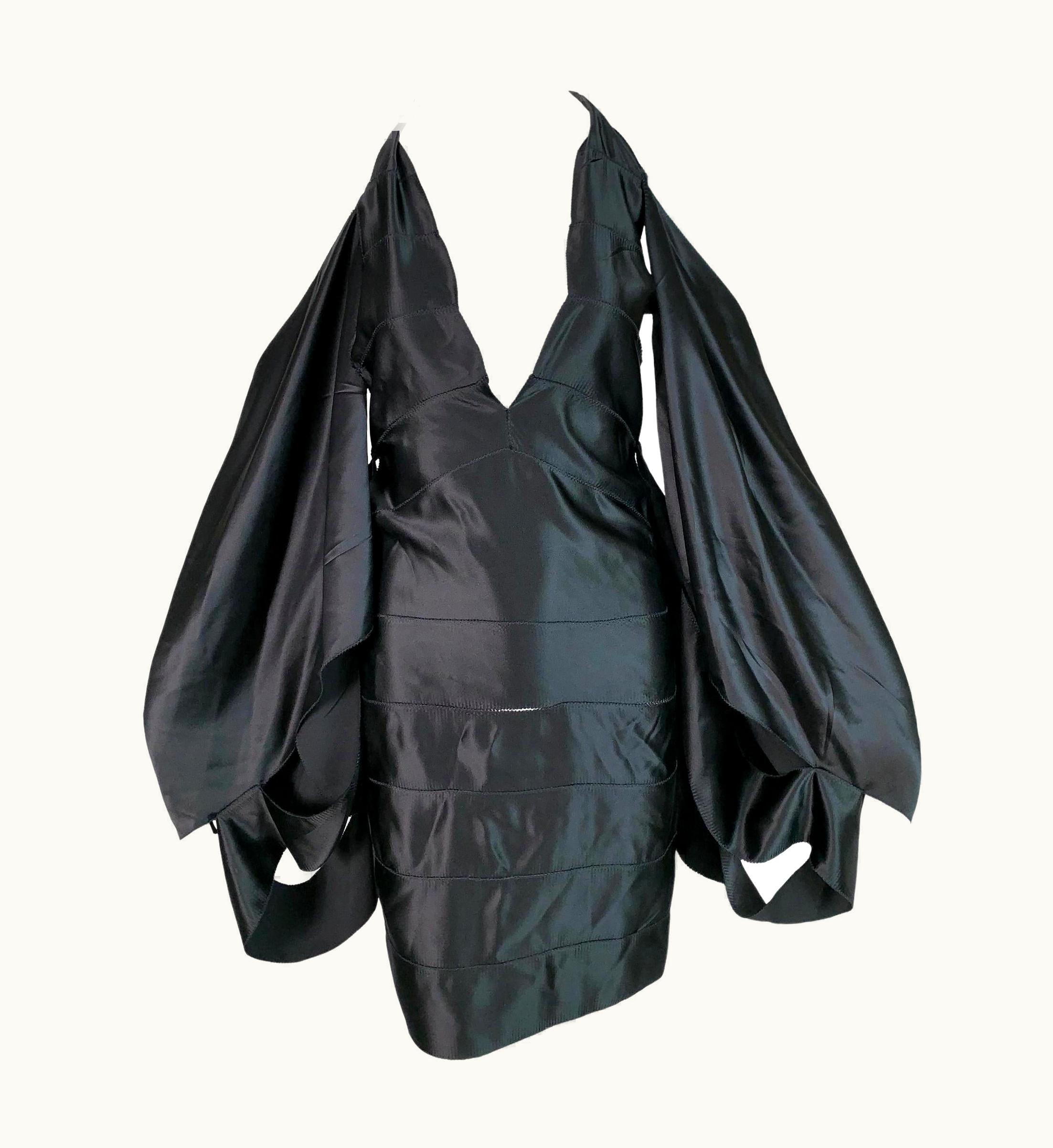 Gucci AW 2002 Gucci Tom Ford Runway Plunging Ribbon Rope Mini Dress