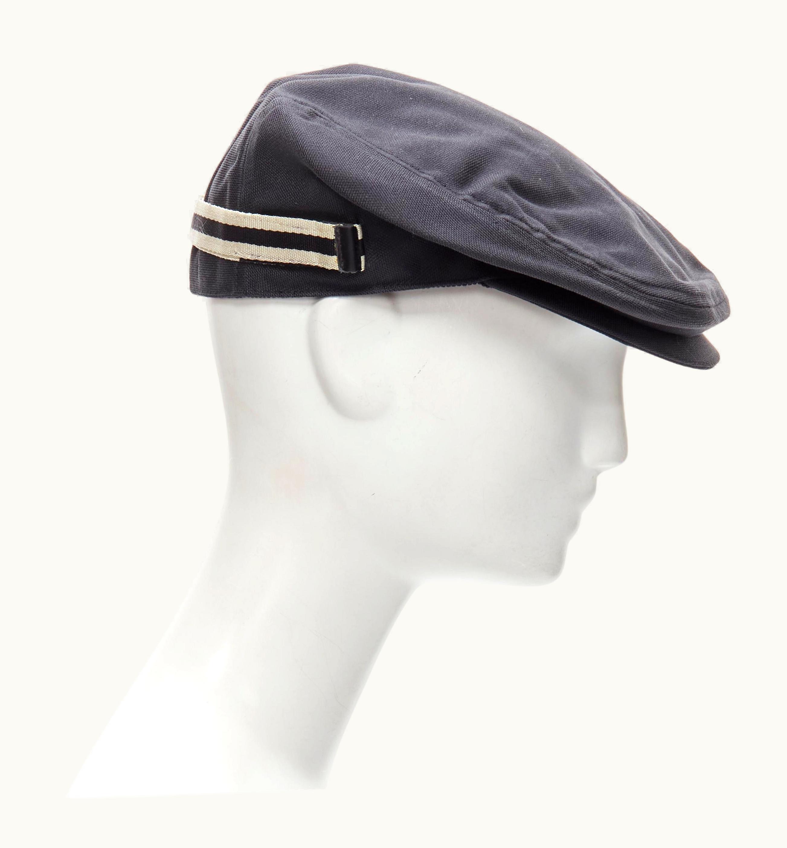 Gucci Vintage Black Canvas White Web Trim Newsboy Hat