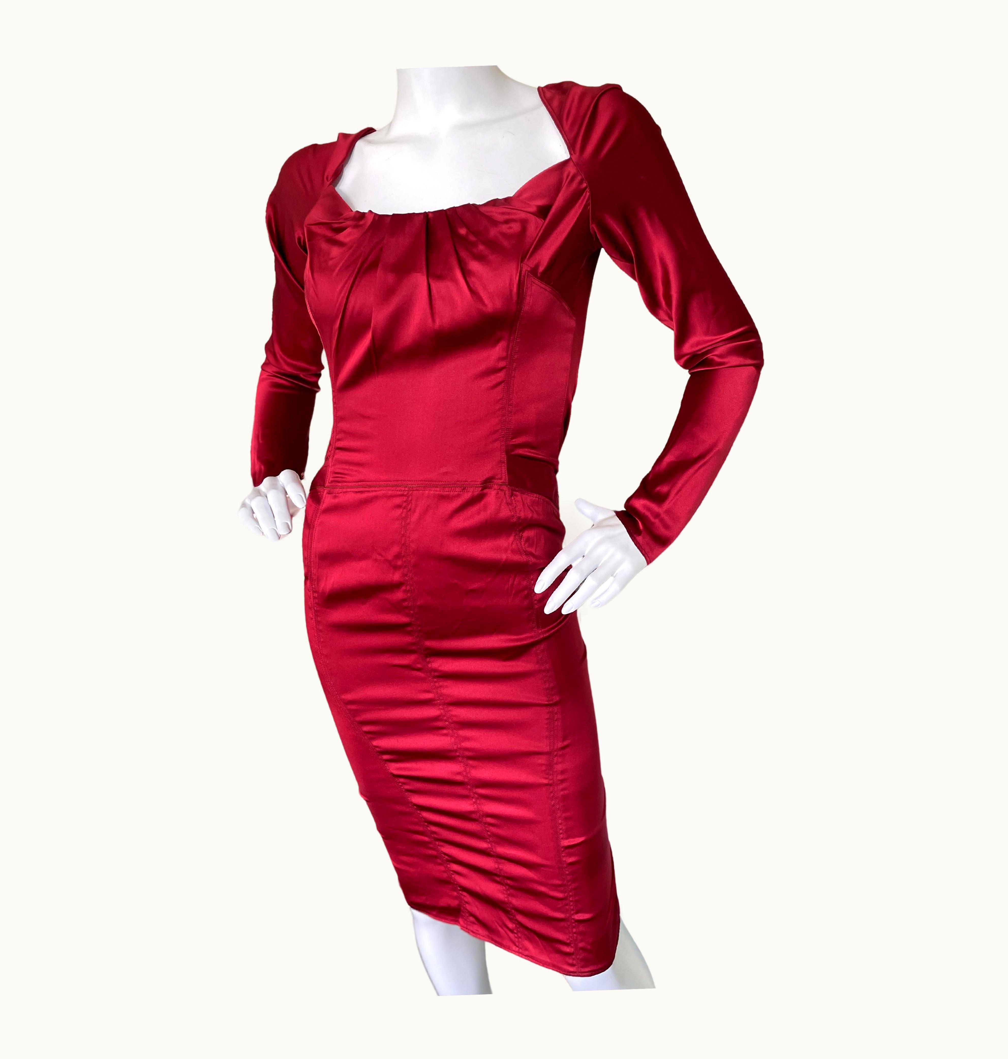 Gucci By Tom Ford Autumn 2003 Red Silk Cocktail Dress