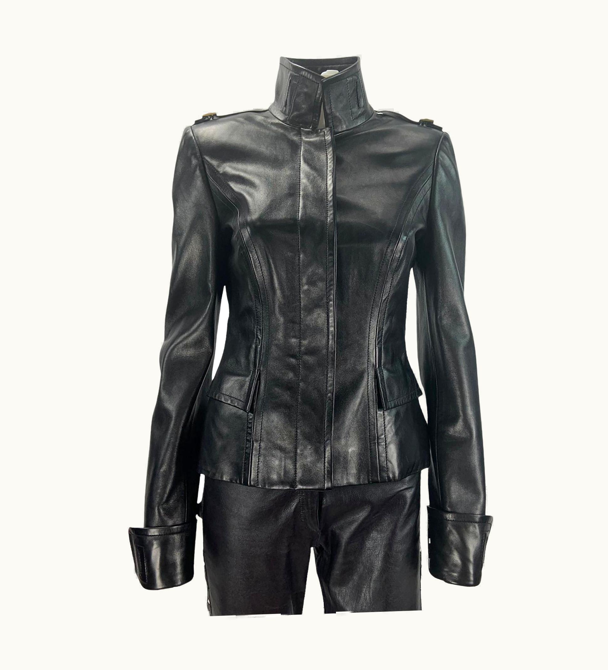 Gucci Vintage Tom Ford For Gucci AW 2001 Black Leather Fitted Jacket Italian