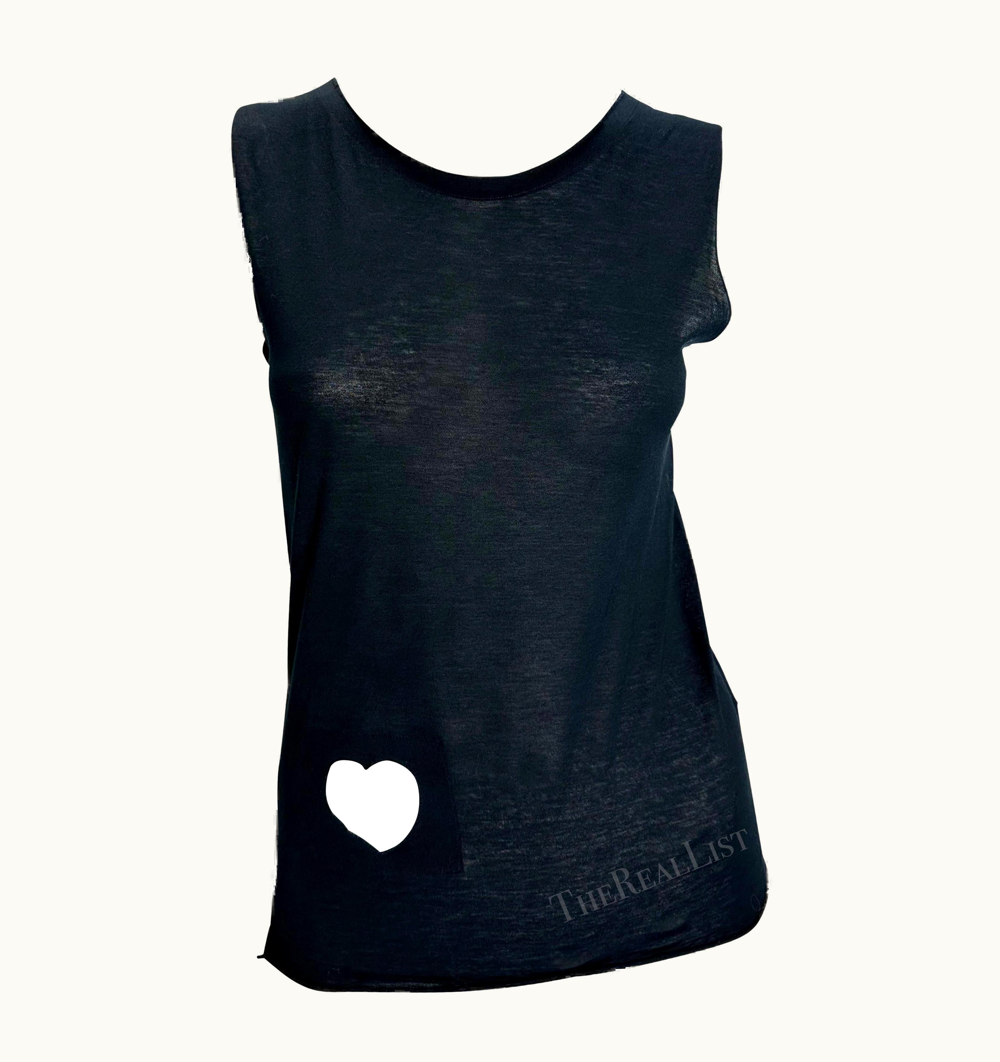 Gucci S/S 2002 Gucci By Tom Ford Runway Heart Cutout Black Sheer Tank Top