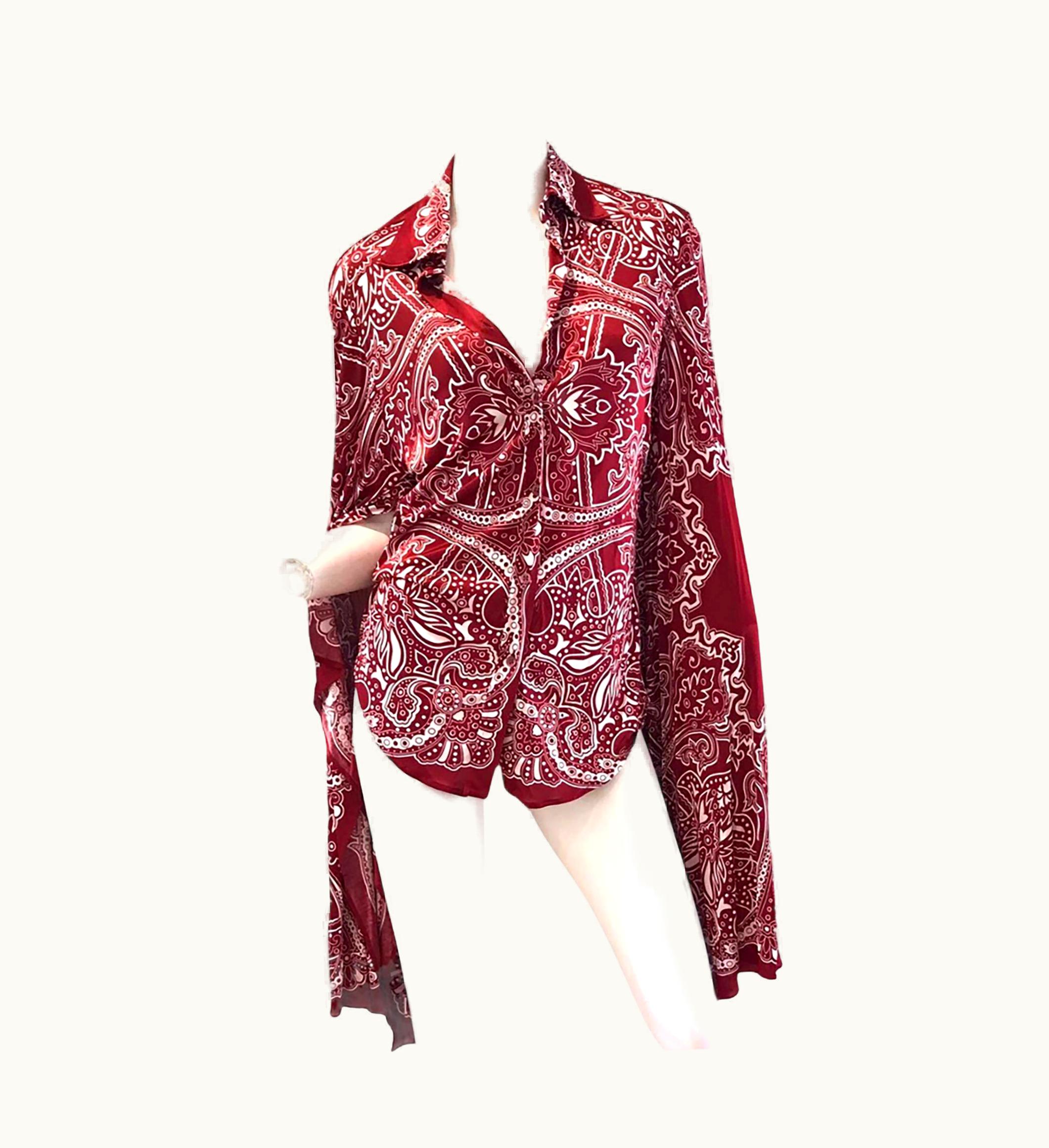 Gucci 2004 Gucci By Tom Ford Paisley Print Bat Wing Top