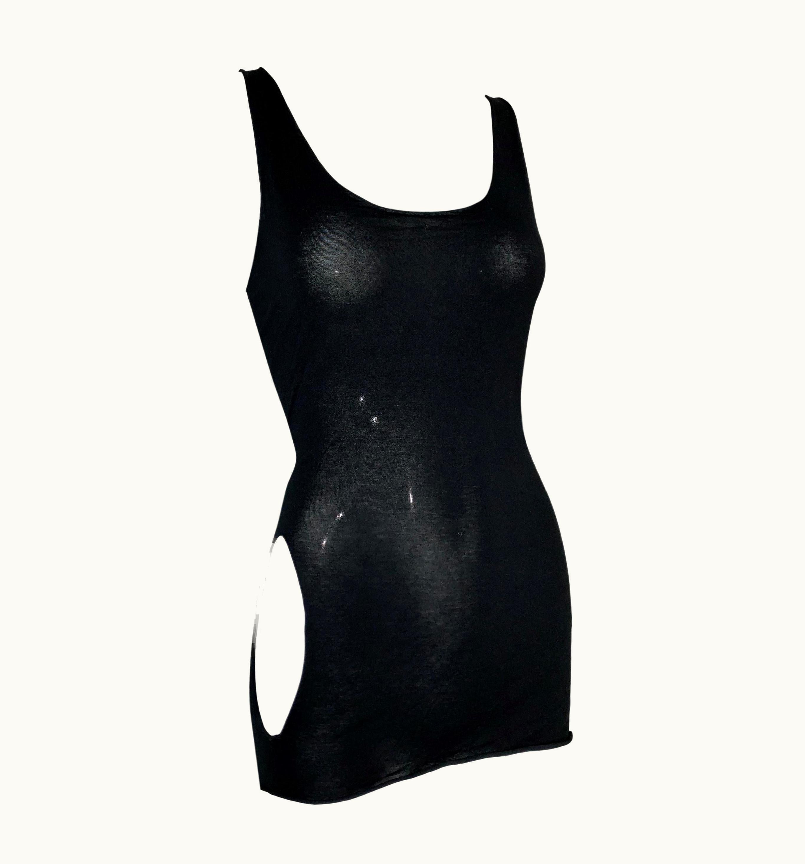 Gucci S/S 2001 Gucci Tom Ford Runway Black Cut-Out Crop Tank Top