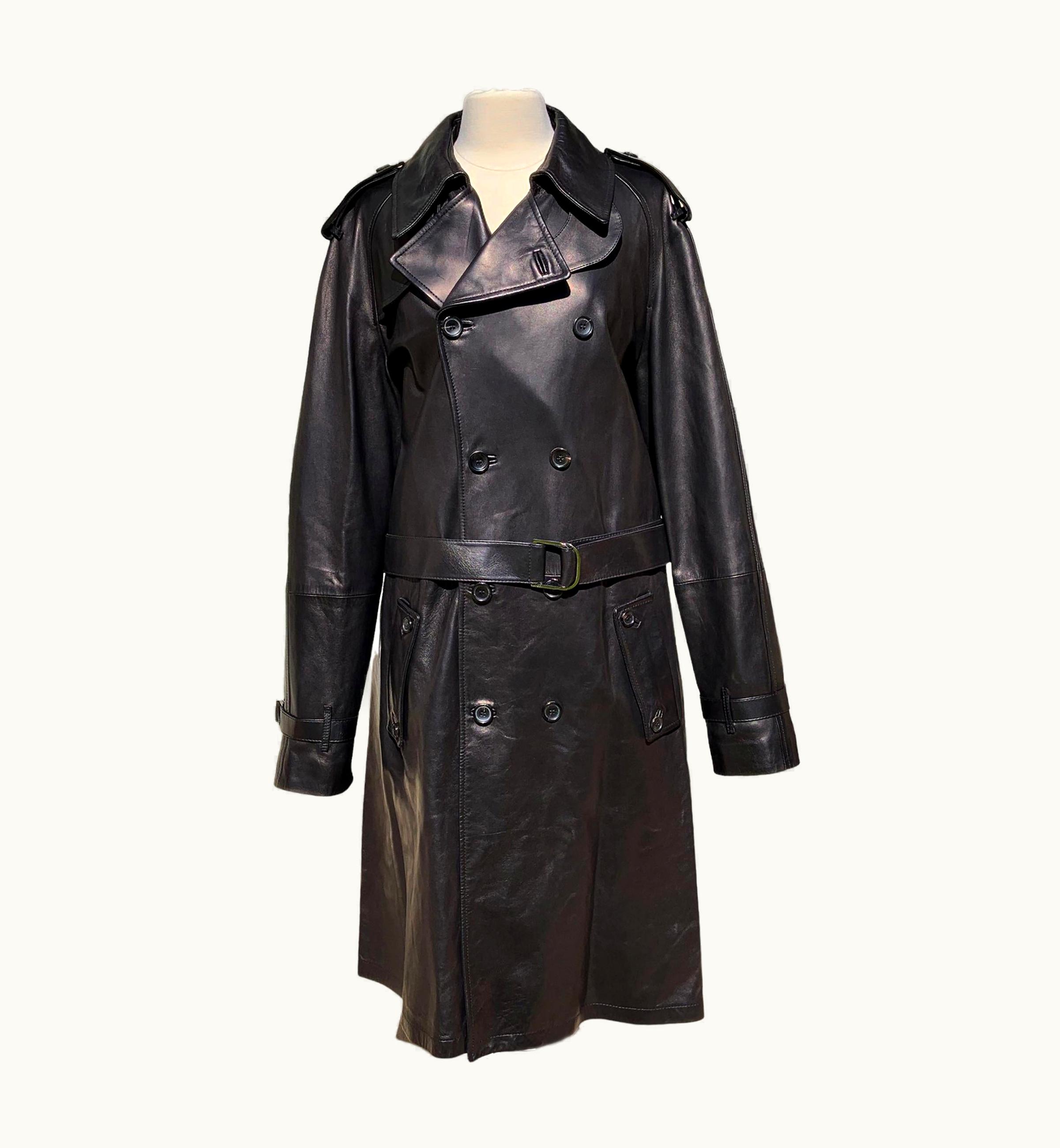 Gucci Iconic Tom Ford For Gucci AW 2001 Men' Black Leather Coat Italian