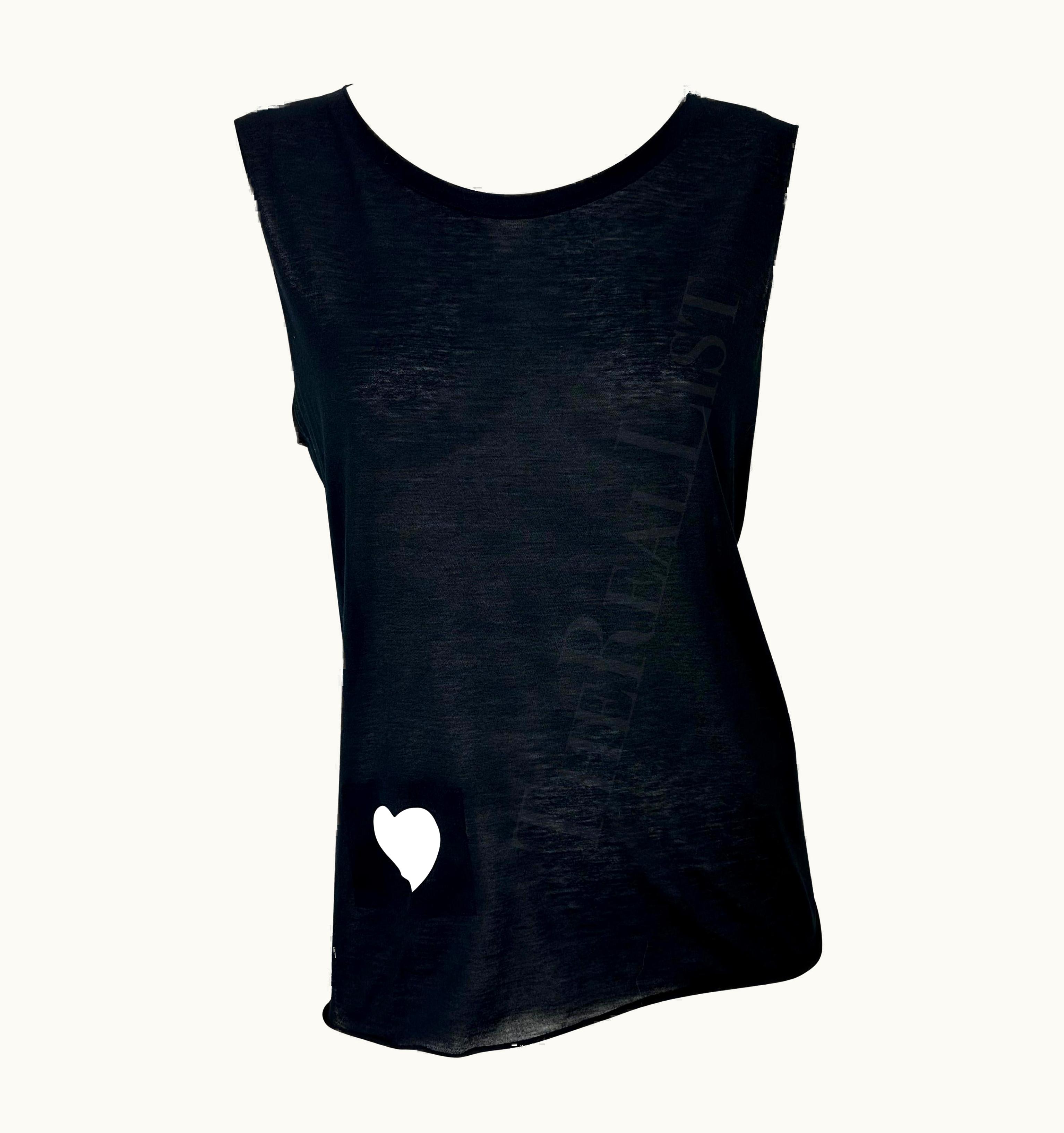 Gucci S/S 2002 Gucci By Tom Ford Runway Black Heart Cutout Sheer Stretch Cotton Shirt