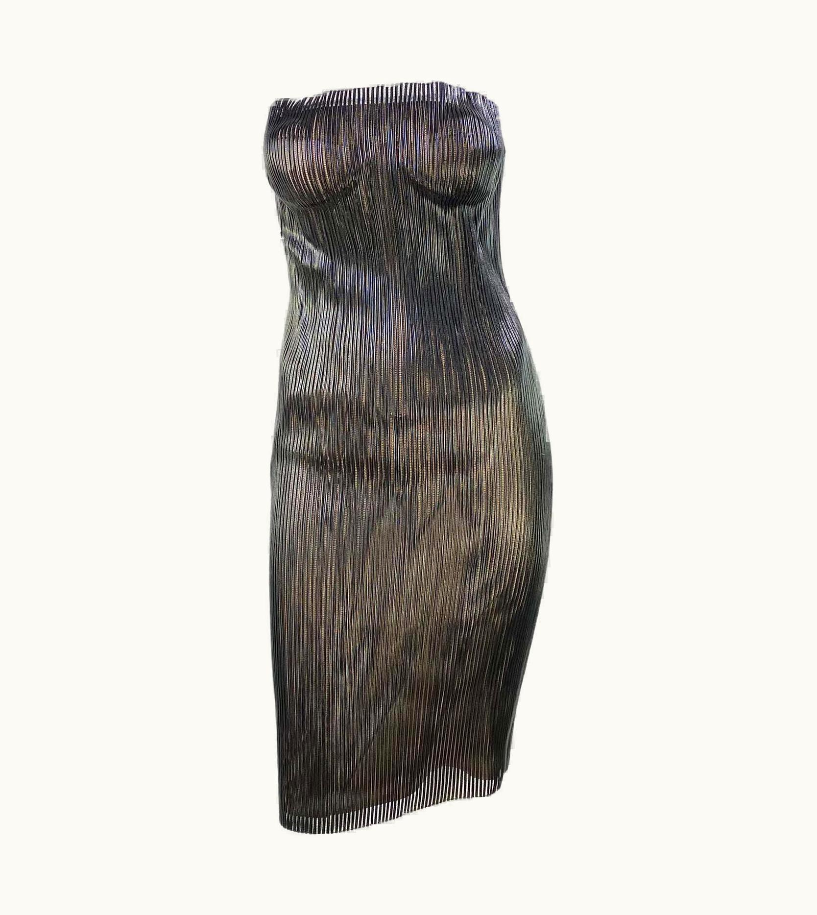 Gucci Nwt S/S 2001 Gucci By Tom Ford Leather Mesh Corset Runway Tube Dress