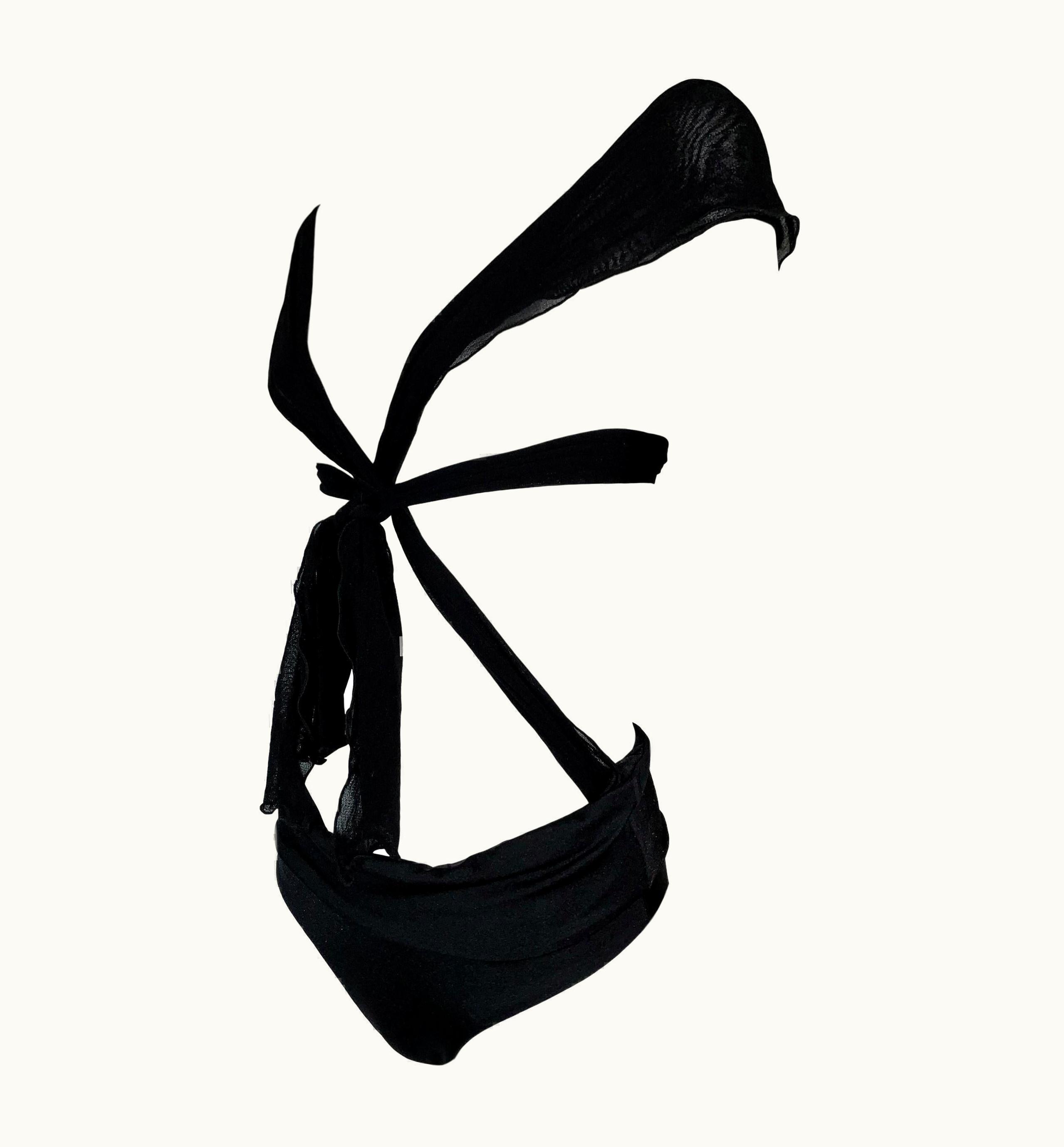 Gucci S/S 2005 Gucci Black Cut-Out Tie-Up Swimsuit Bodysuit