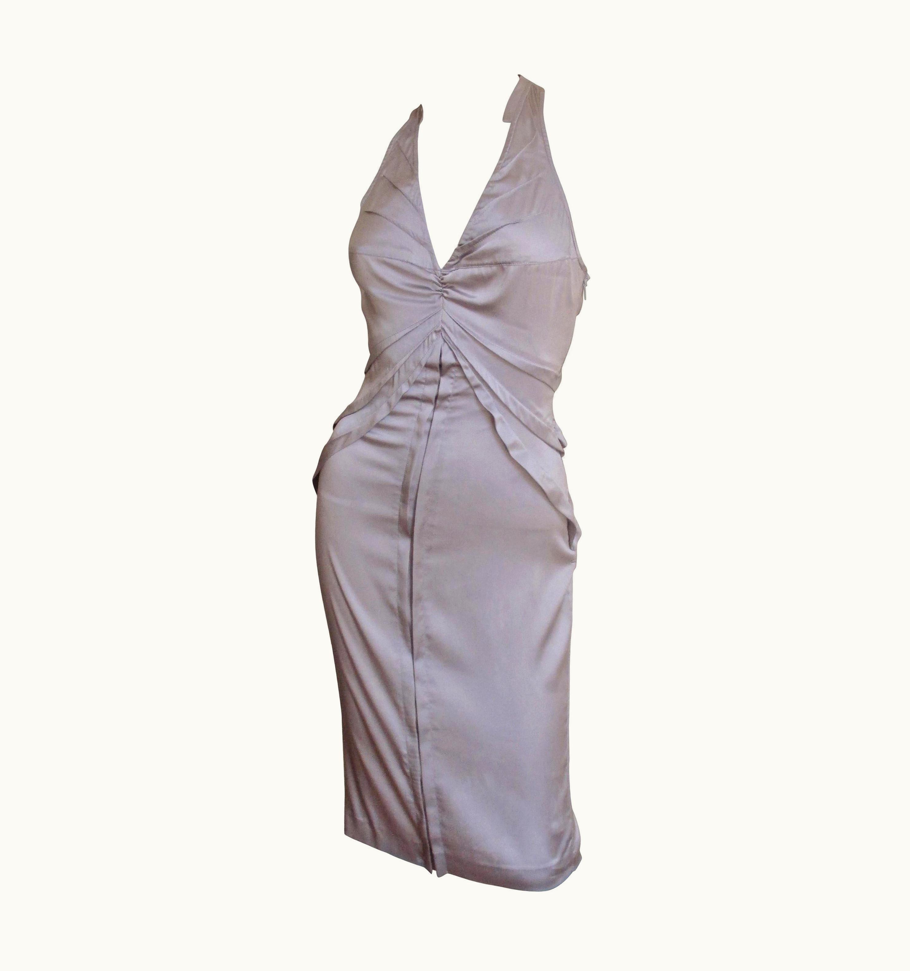 Gucci Tom Ford For Gucci Lavender Silk Halter Dress S/S 2003