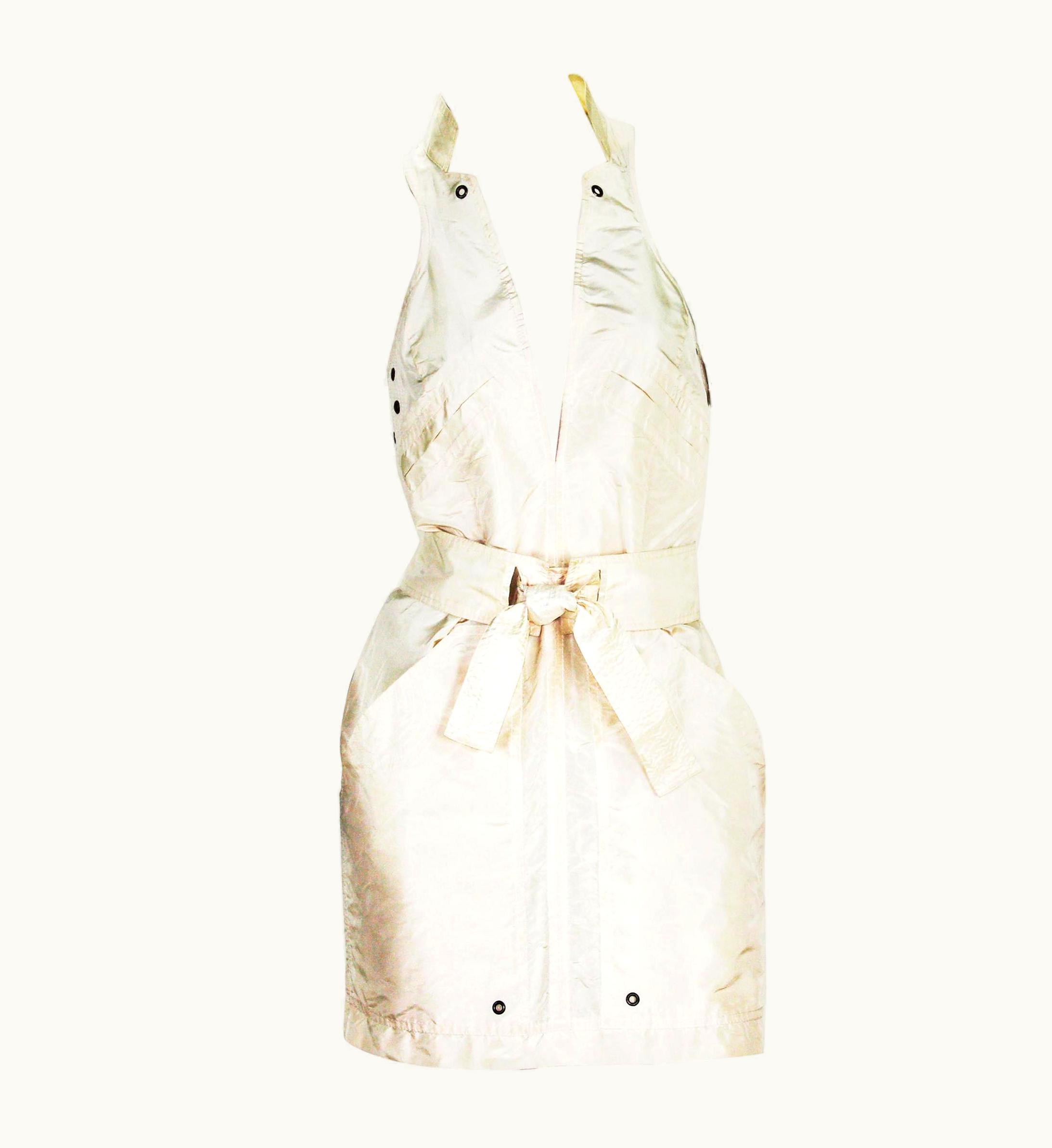 Gucci Tom Ford For Gucci S/S 2003 Runway Collection White Silk Mini Dress It