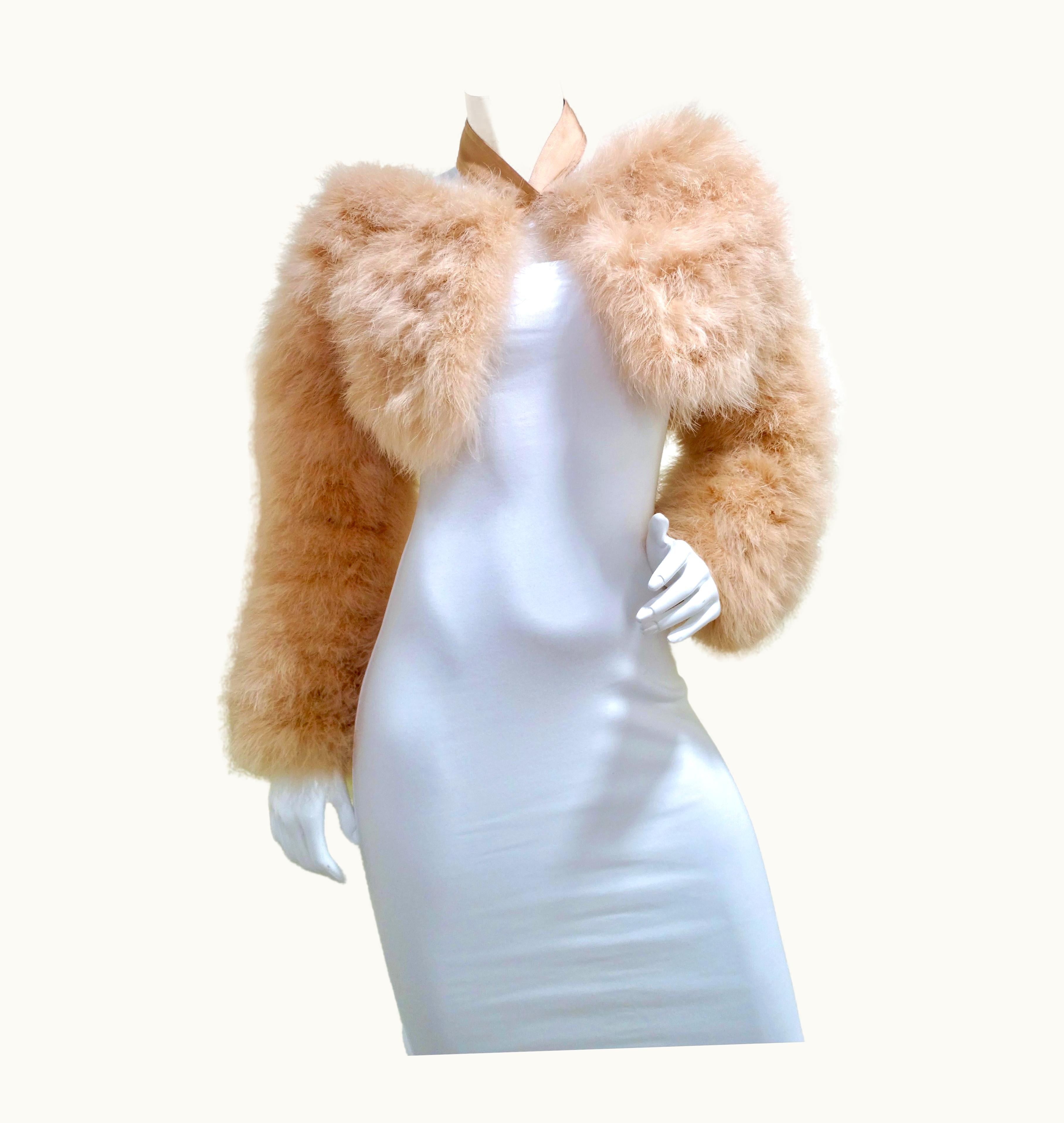 Gucci By Tom Ford Pink Marabou Feather Bolero Jacket