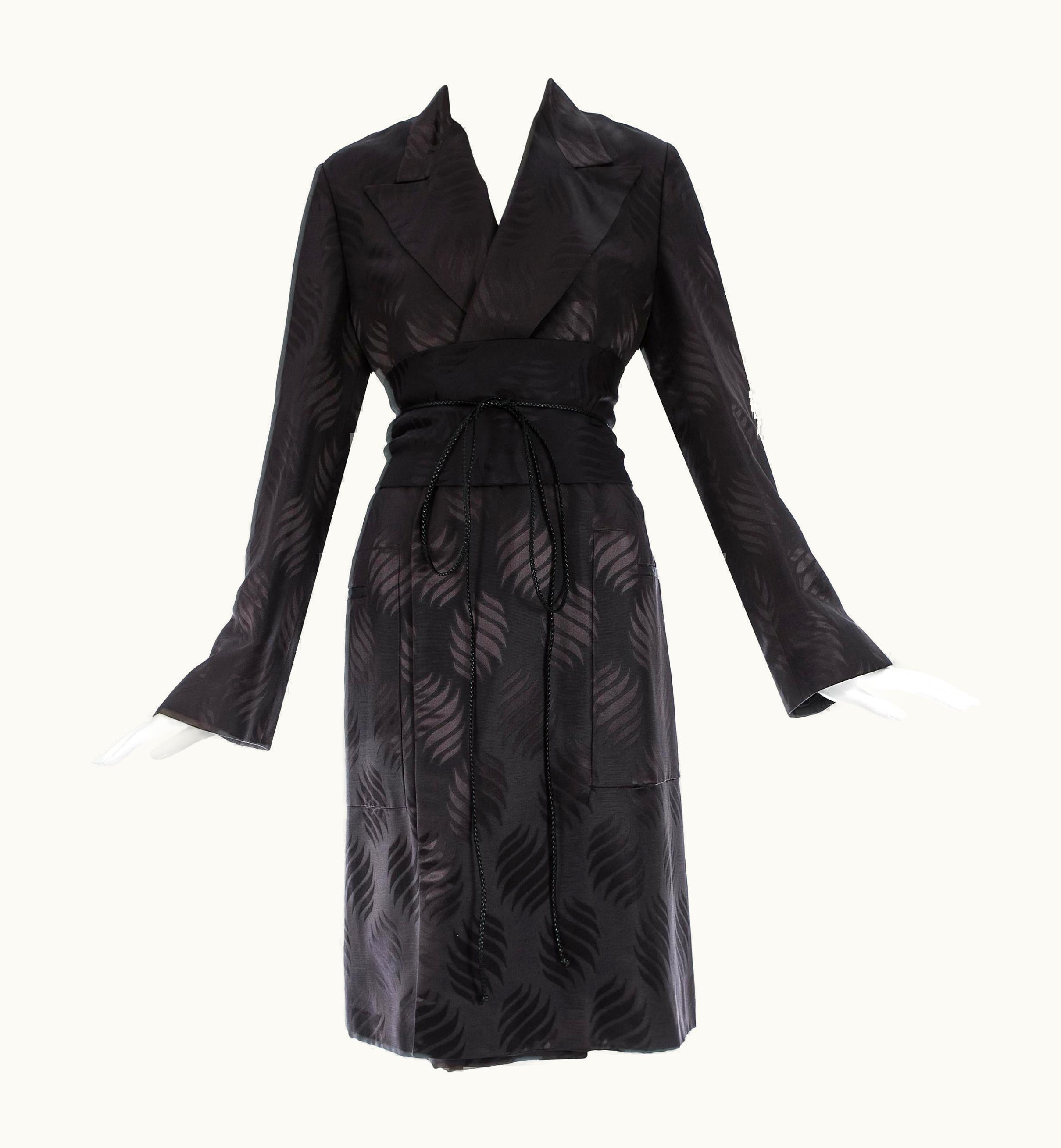 Gucci Tom Ford Gucci Black Silk Evening Robe With Matching Obi Belt, AW 2002
